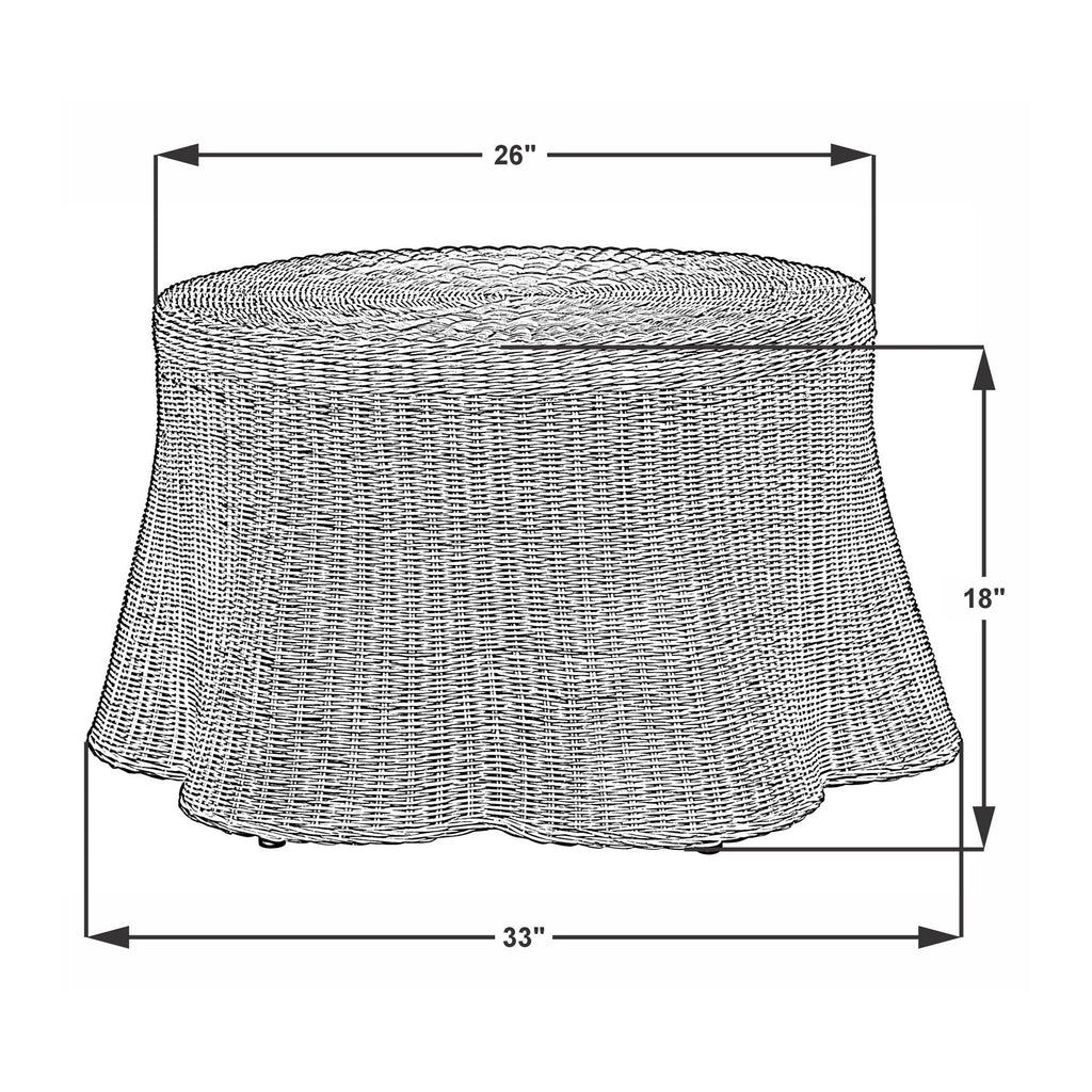 Mira Rattan Coffee Table With Scalloped Base