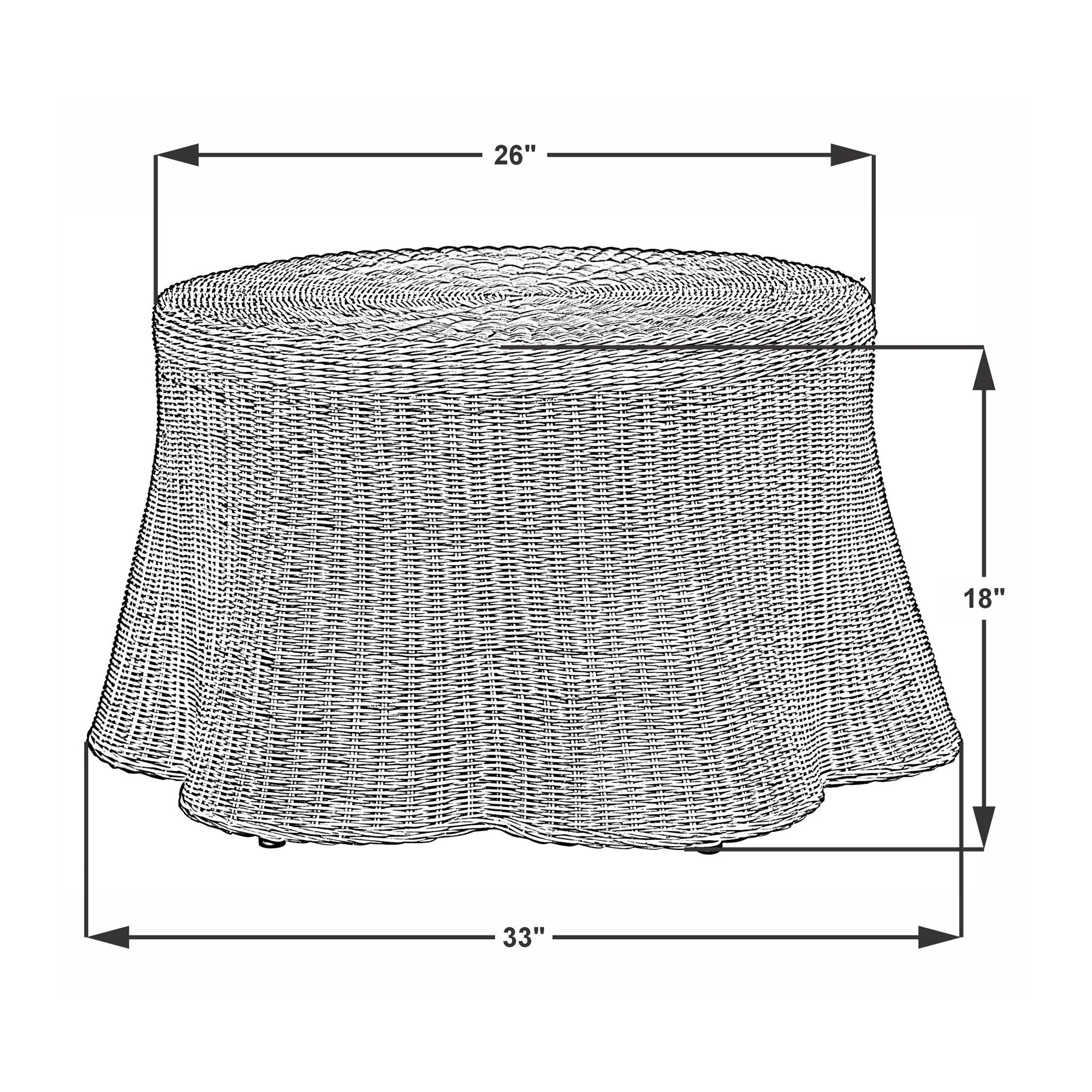 Mira Rattan Coffee Table With Scalloped Base