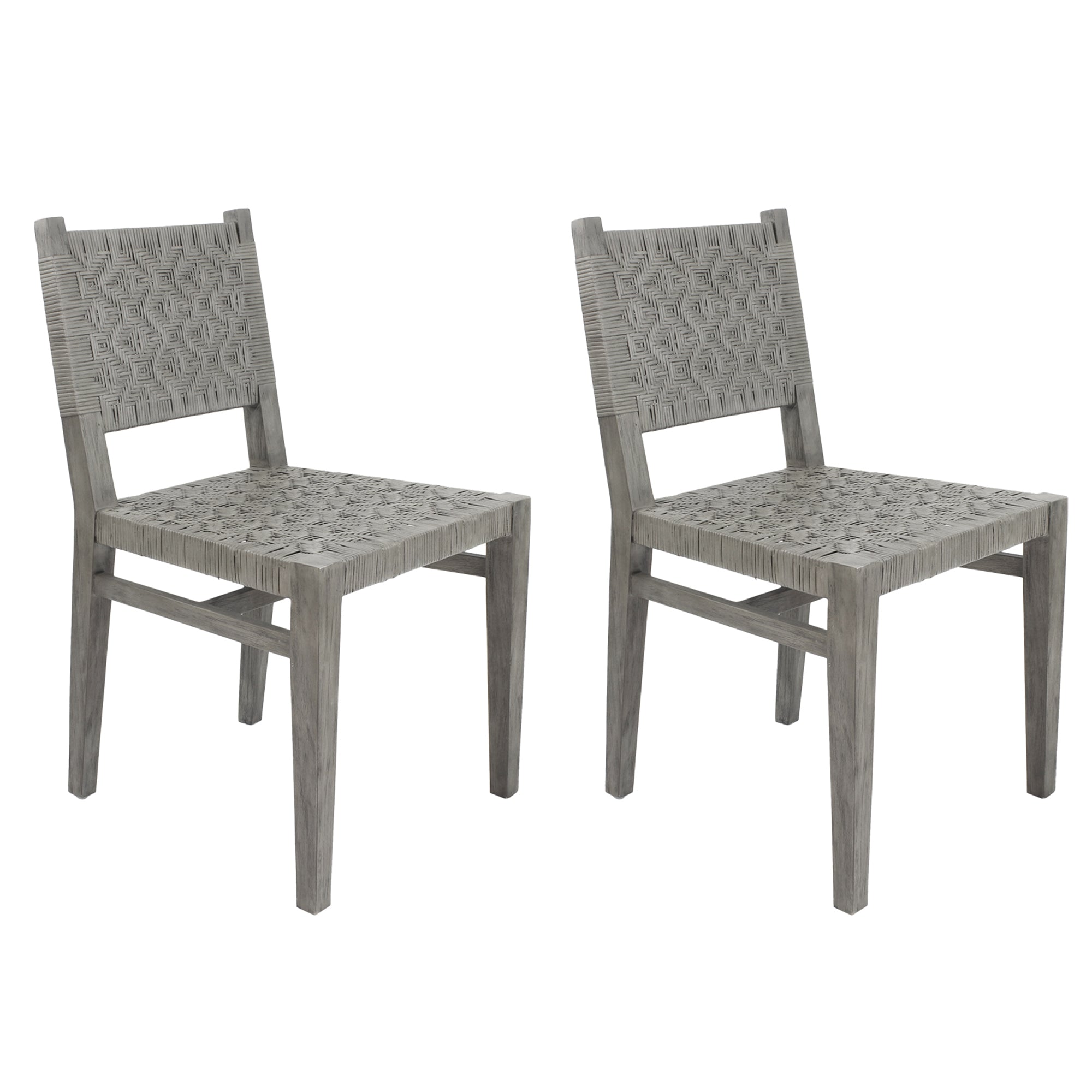 Javi Mahogany Wood and Rattan Seat Dining Chair, Set of 2