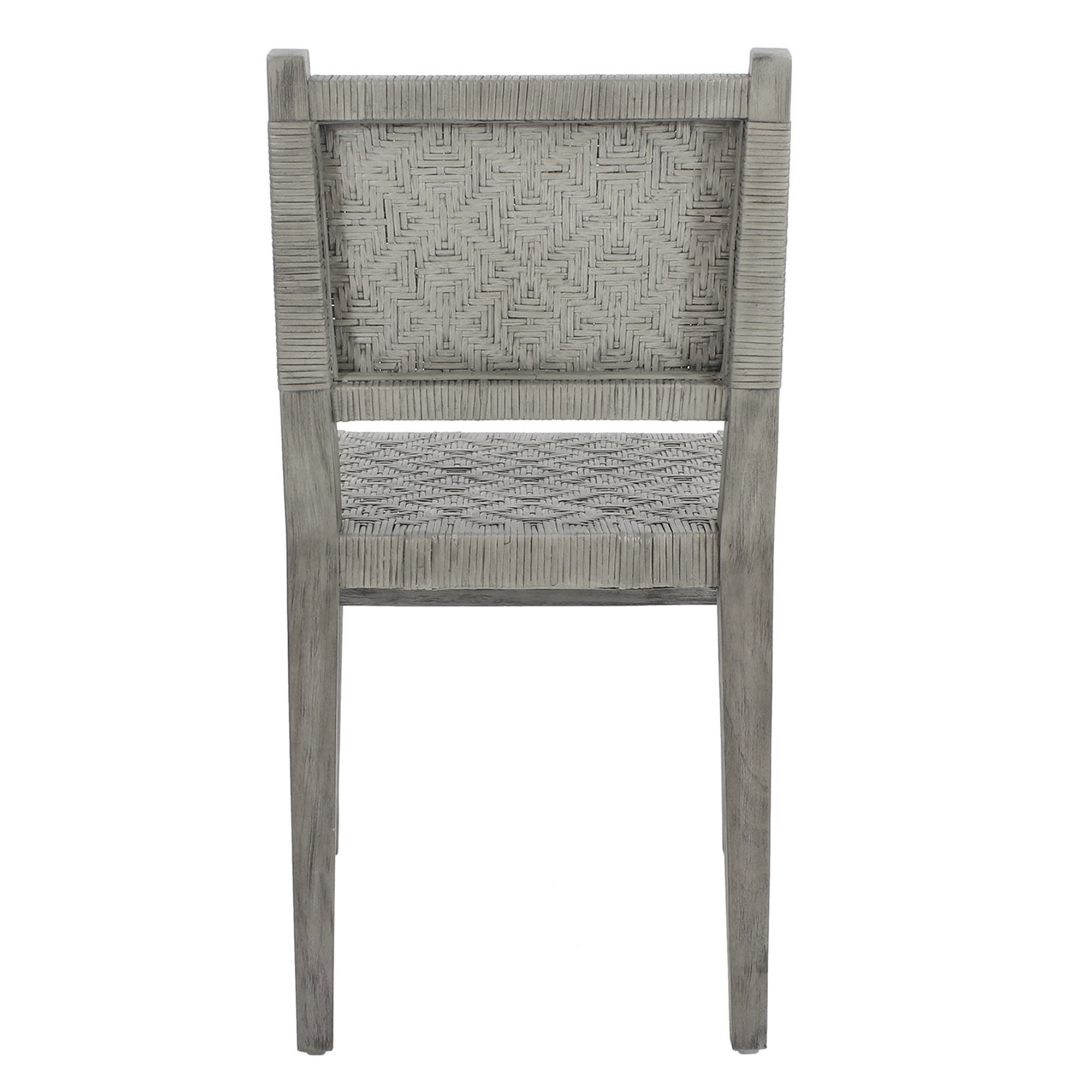 Javi Mahogany Wood and Rattan Seat Dining Chair, Set of 2