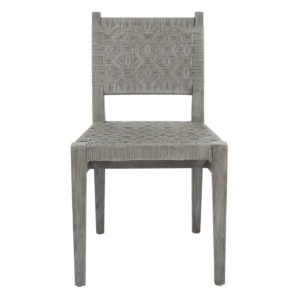 Javi Mahogany Wood and Rattan Seat Dining Chair, Set of 2