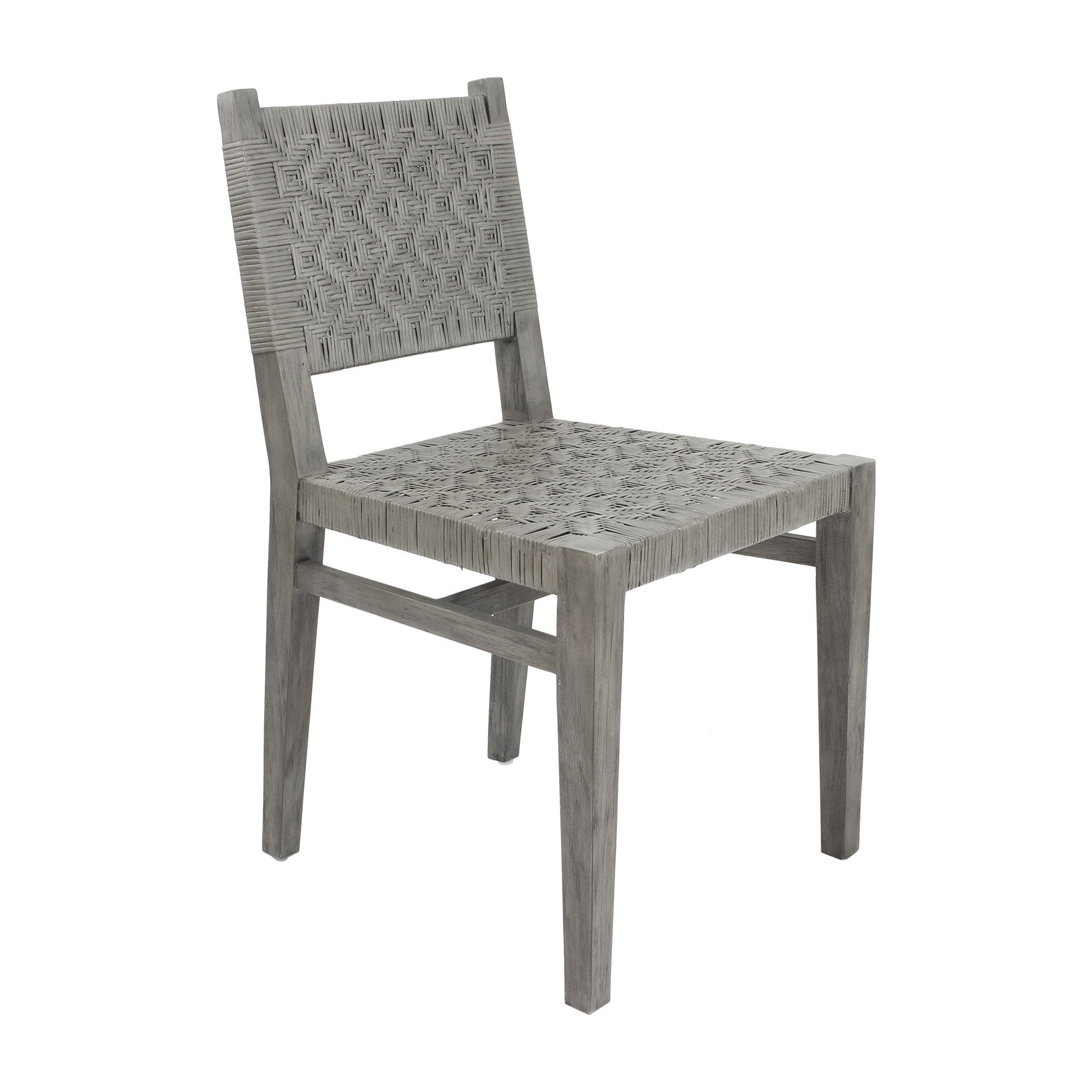 Javi Mahogany Wood and Rattan Seat Dining Chair, Set of 2