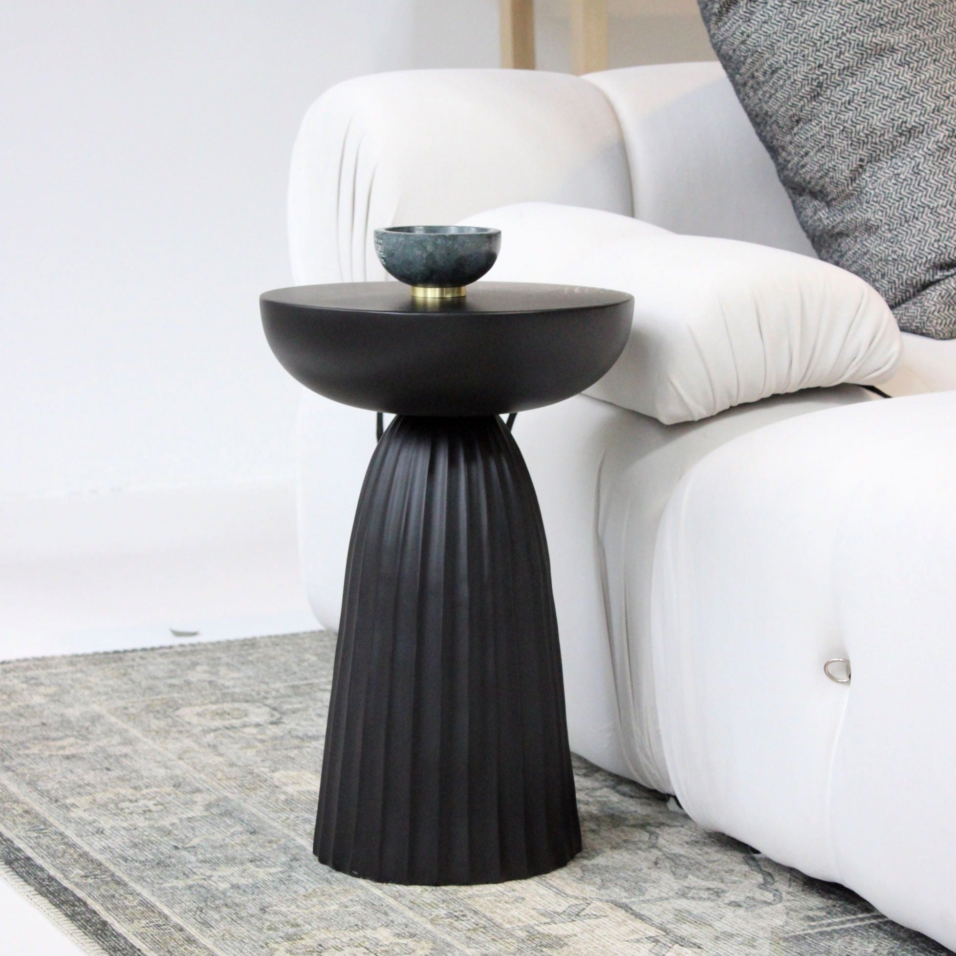 Cinched Metal Round Pedestal Accent Table