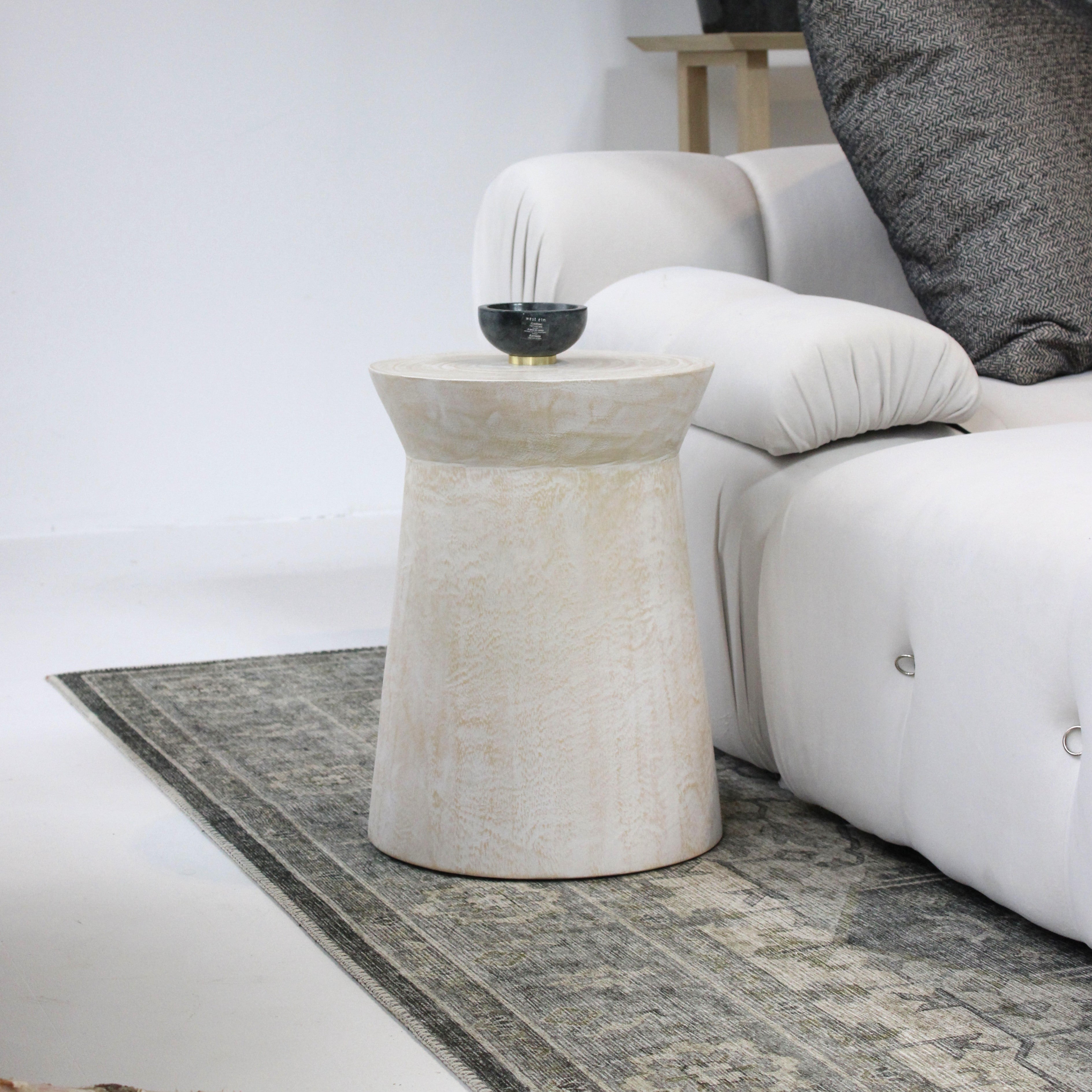 Tapered Solid Wood Round Pedestal Side Table