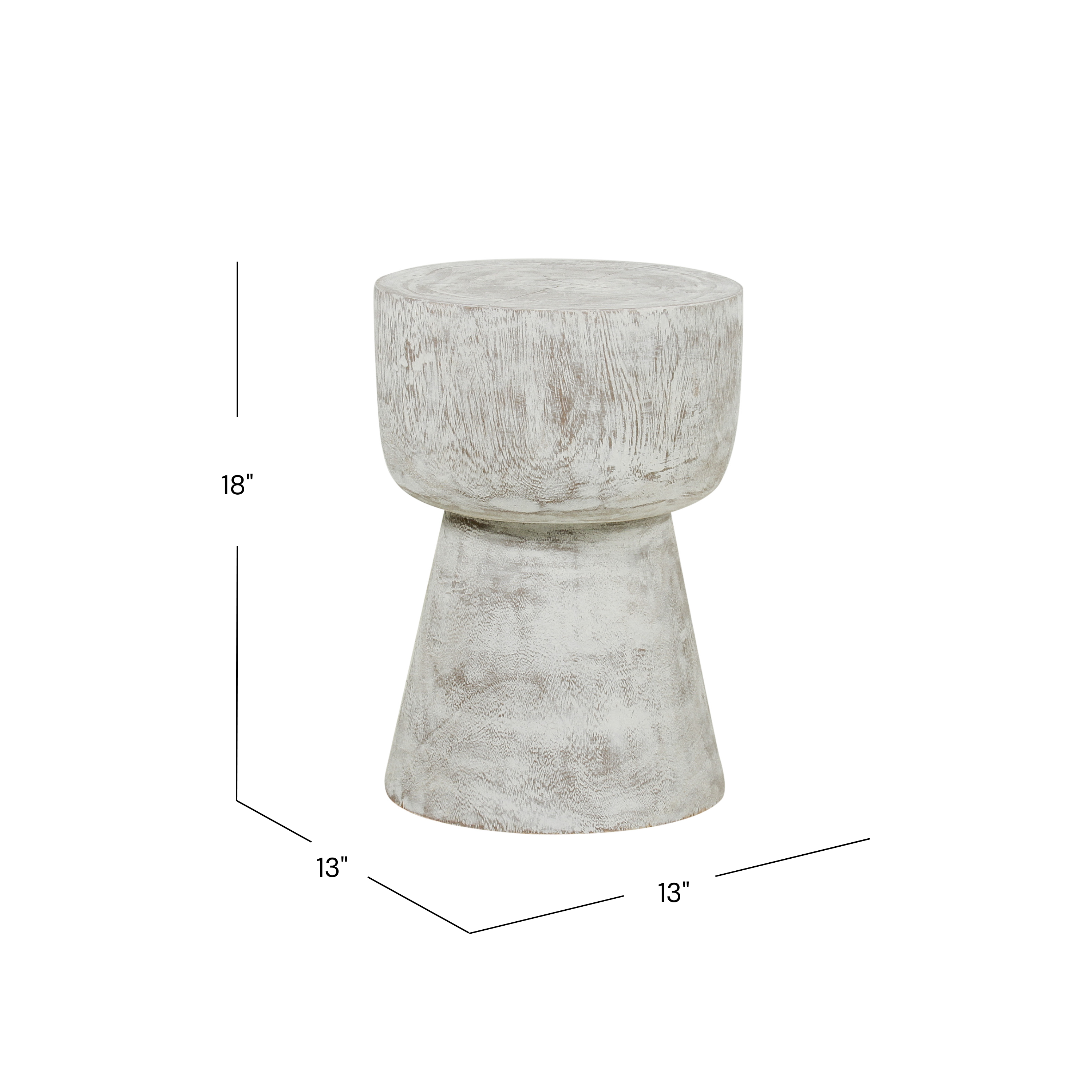 Elliana Round Solid Teak Wood Drum Accent Table