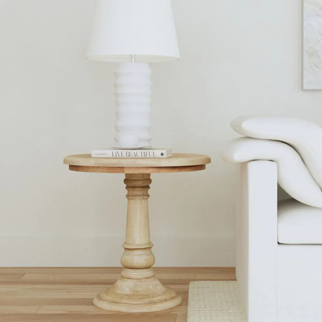 Reya Round Solid Wood Accent Table