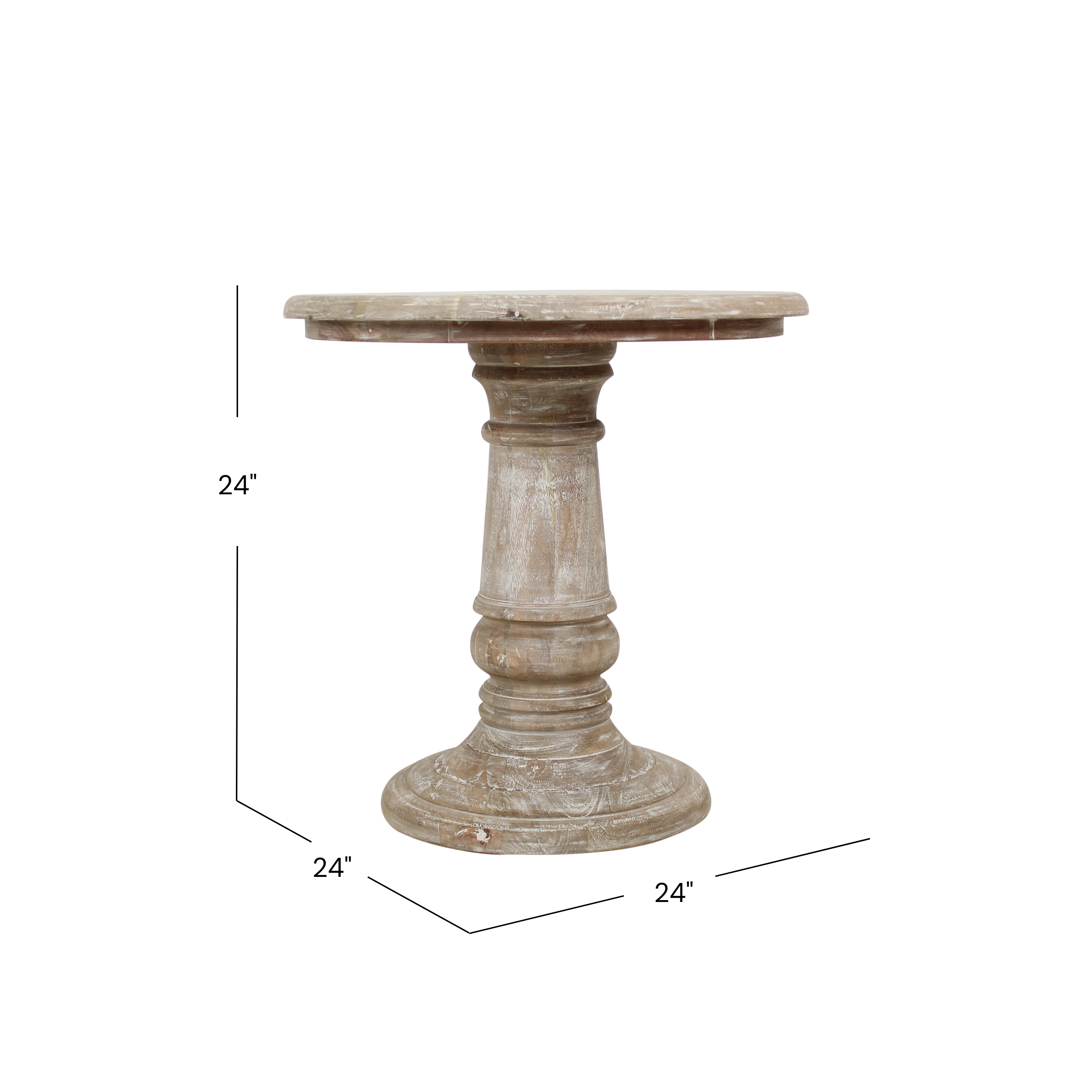 Reya Round Solid Wood Accent Table