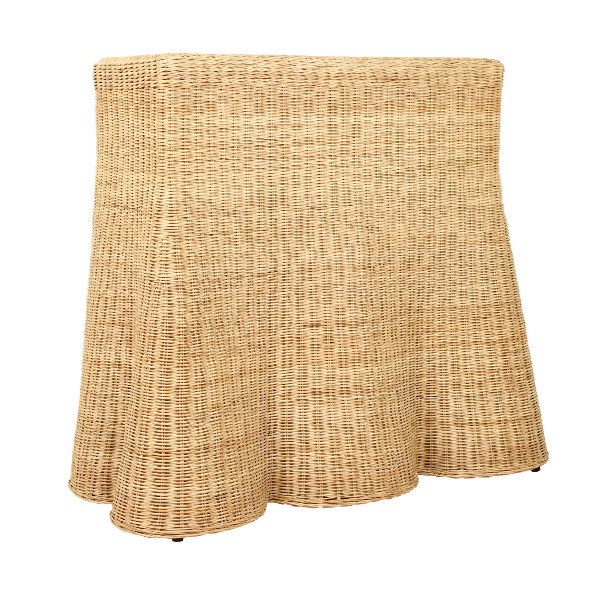 Mira Rattan Console Table With Scalloped Base
