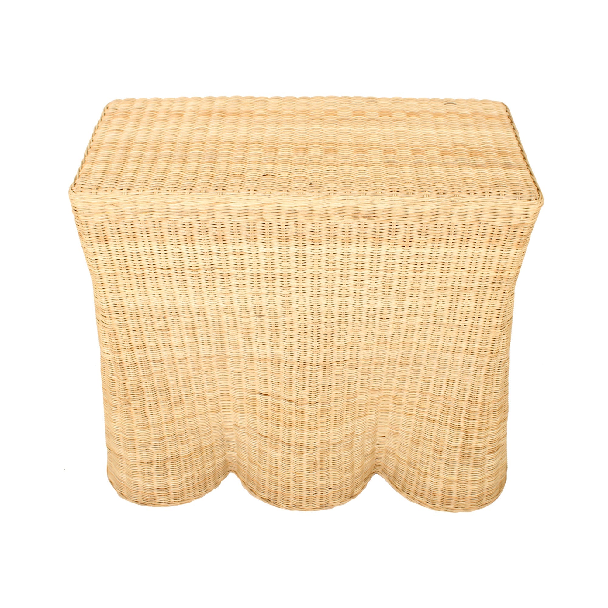 Mira Rattan Console Table With Scalloped Base