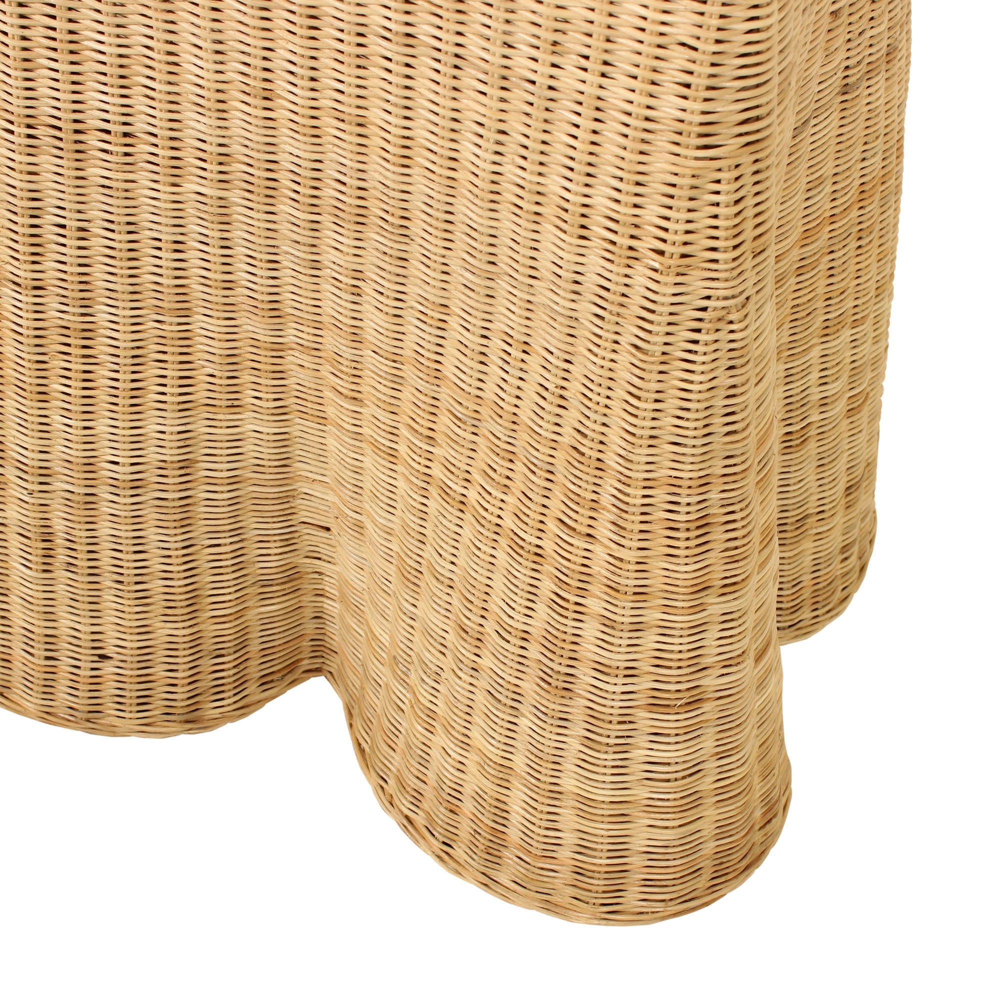 Mira Rattan Console Table With Scalloped Base