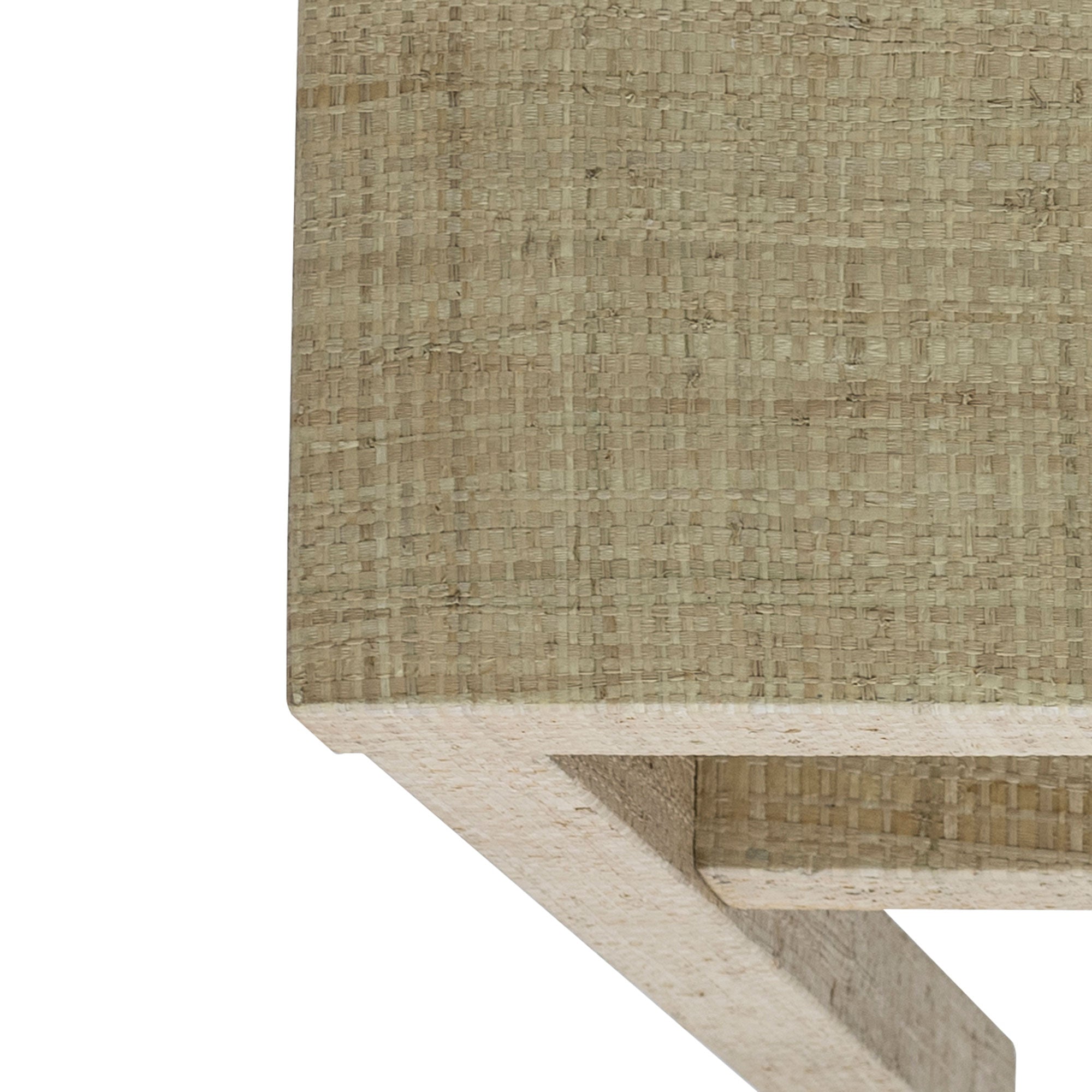 Natural Raffia Wrapped Console Table with Shelf