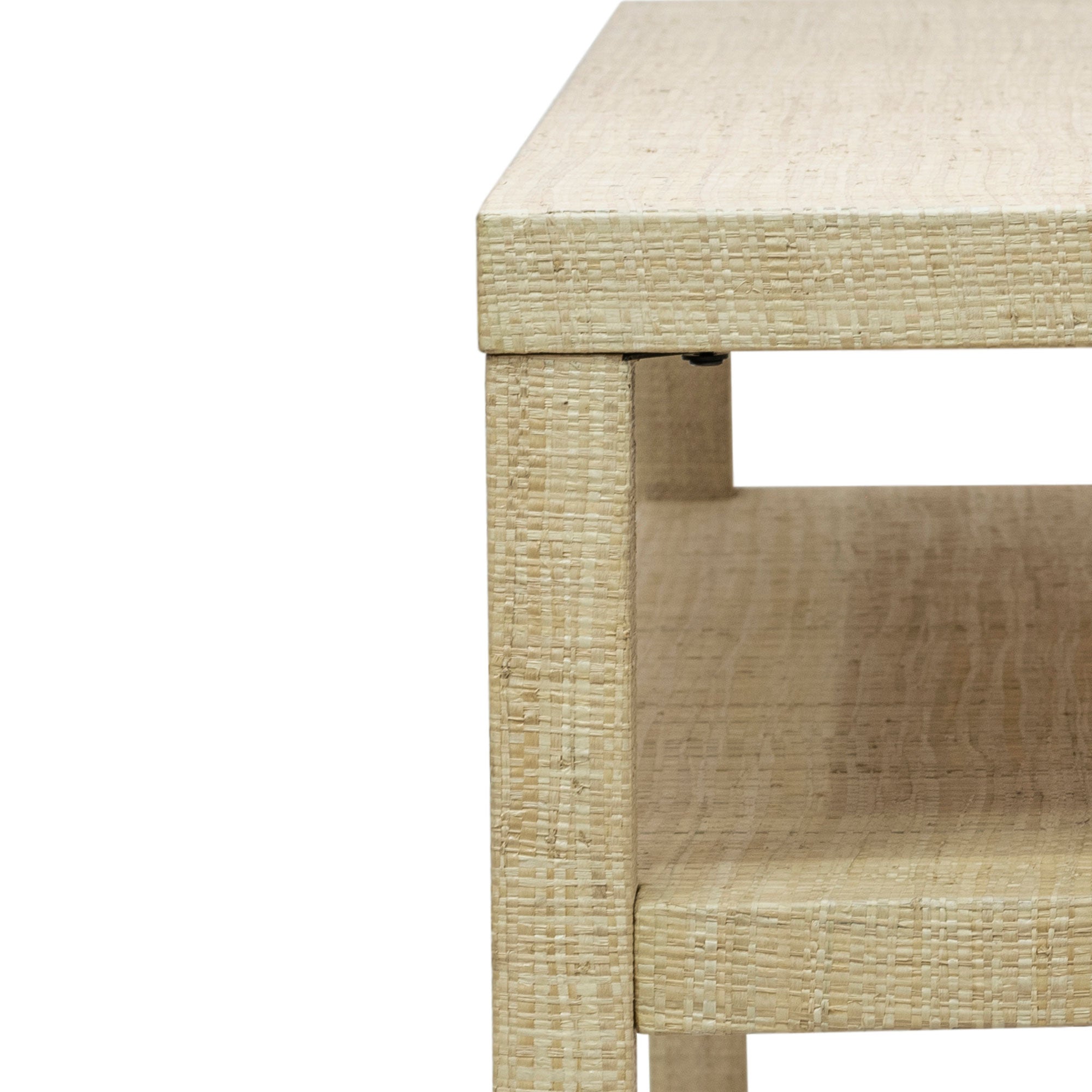Natural Raffia Wrapped Console Table with Shelf