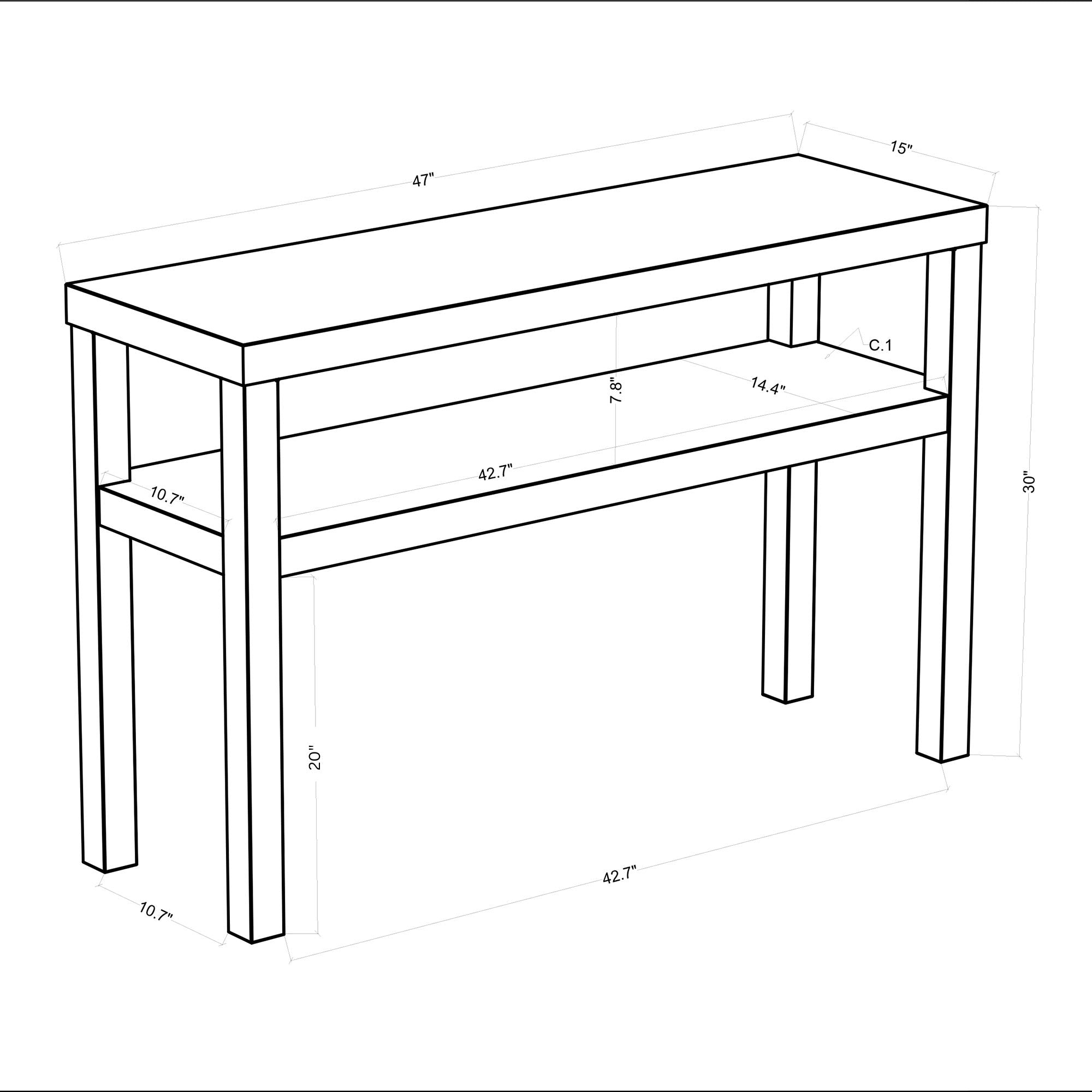 Natural Raffia Wrapped Console Table with Shelf
