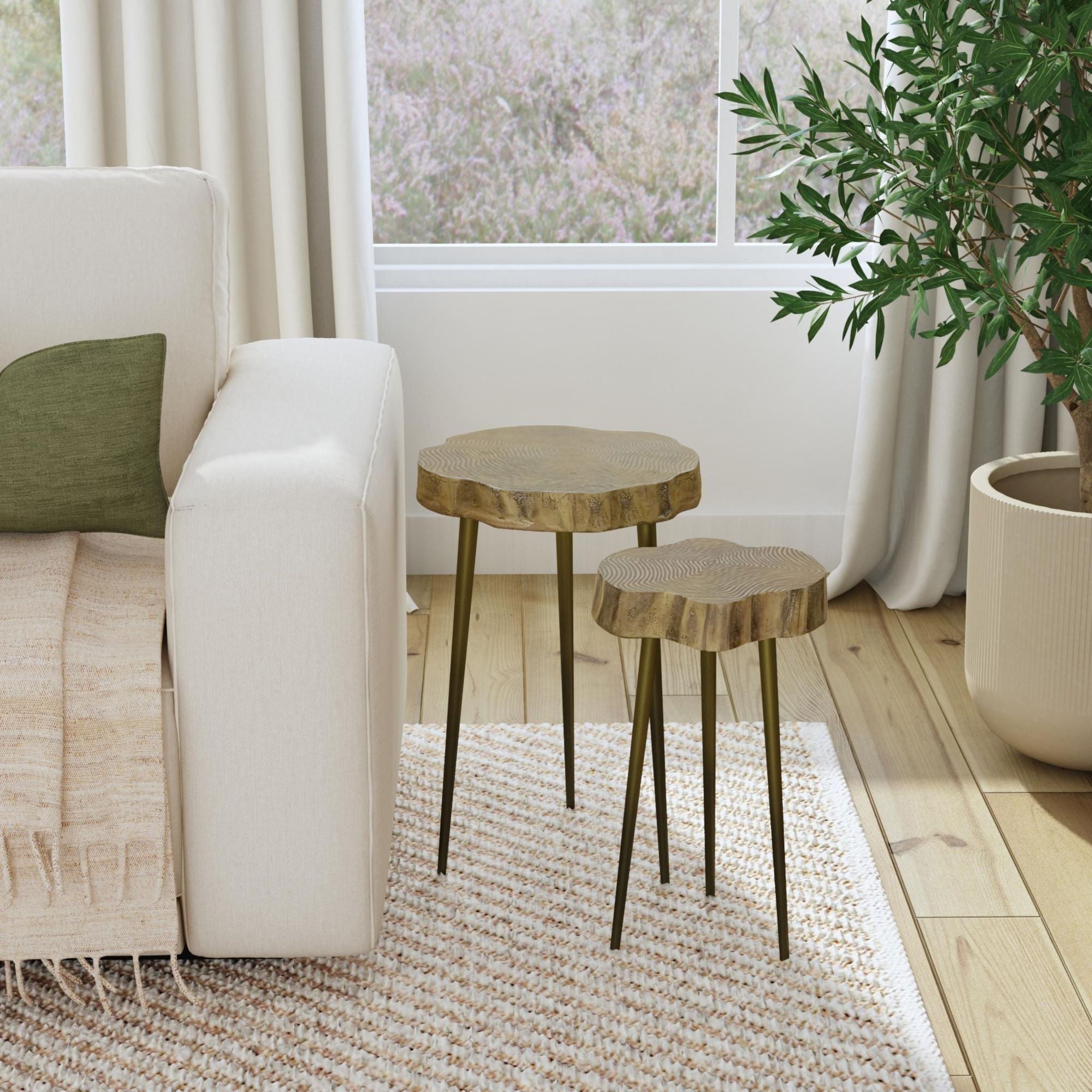 Willow Organic Tree Ring Side Tables, Set of 2