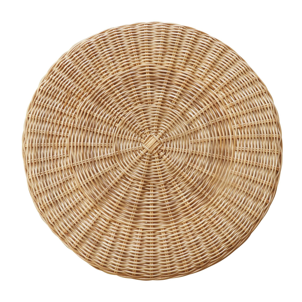 Mira Round Rattan Side Table With Scalloped Base