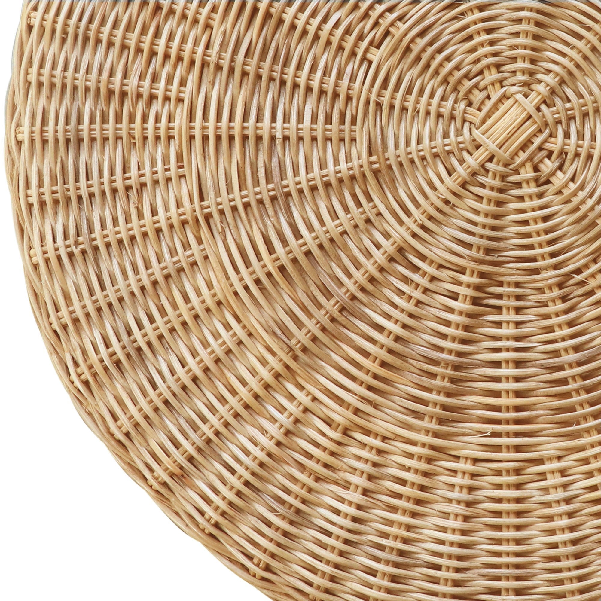 Mira Round Rattan Side Table With Scalloped Base