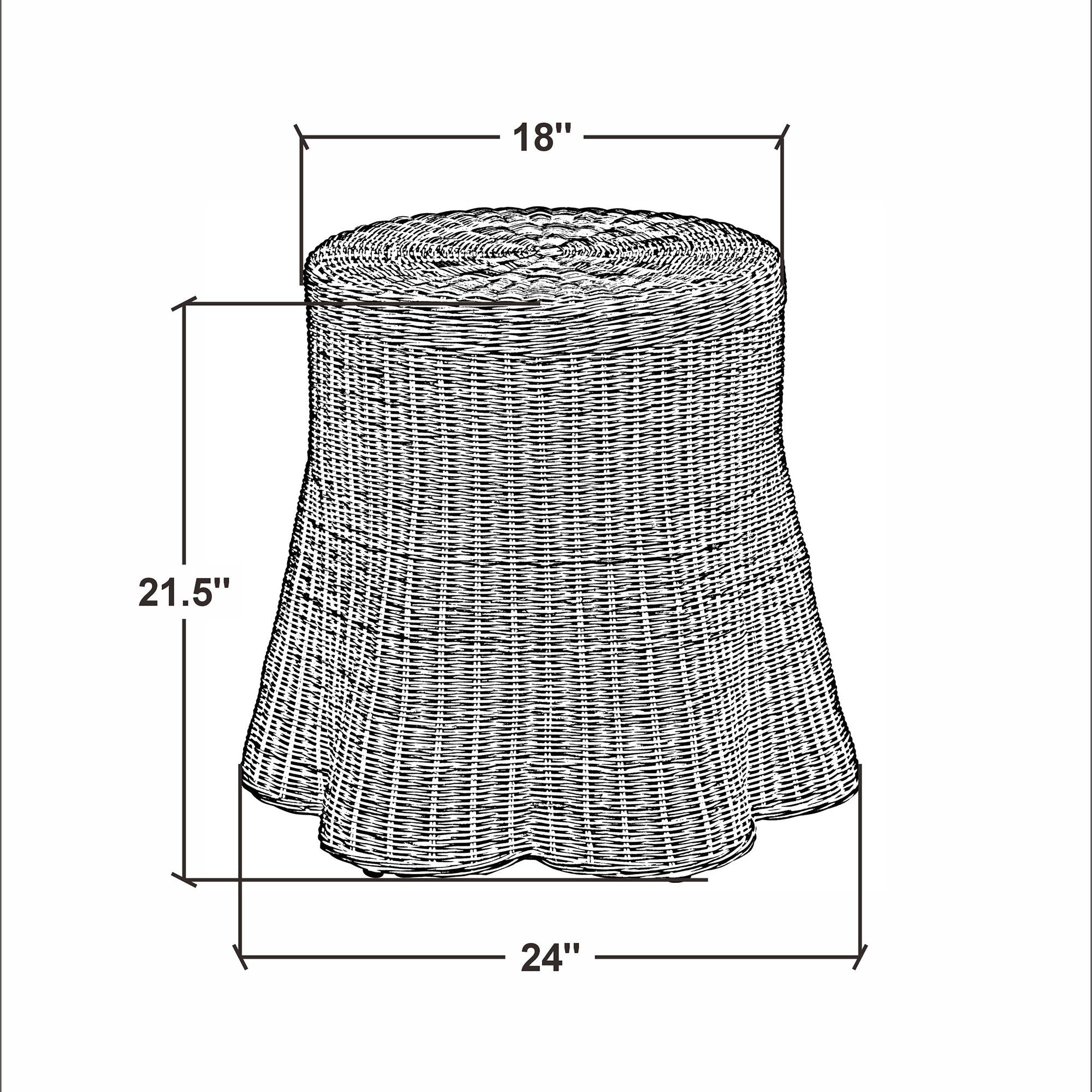 Mira Round Rattan Side Table With Scalloped Base