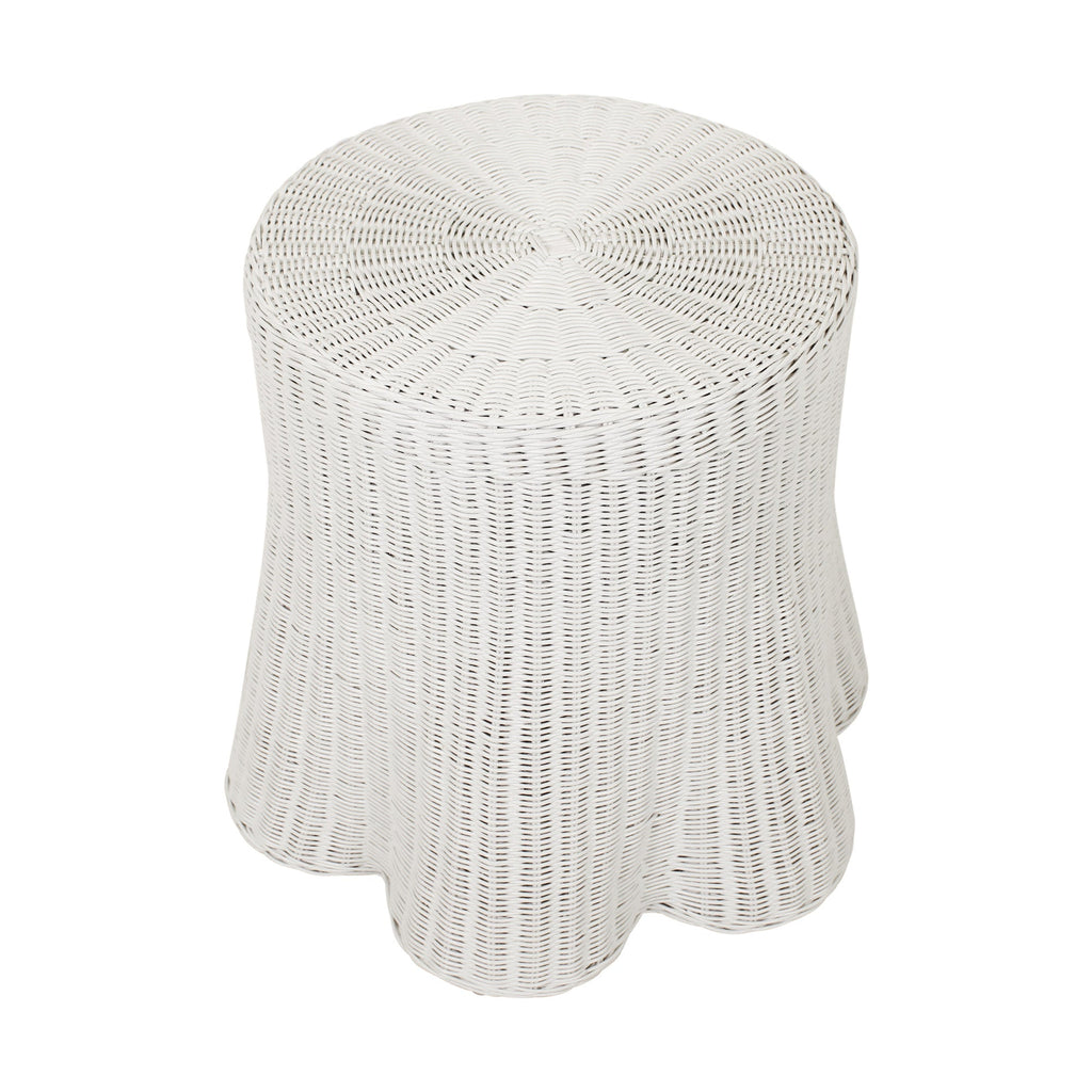 Mira Round Rattan Side Table With Scalloped Base