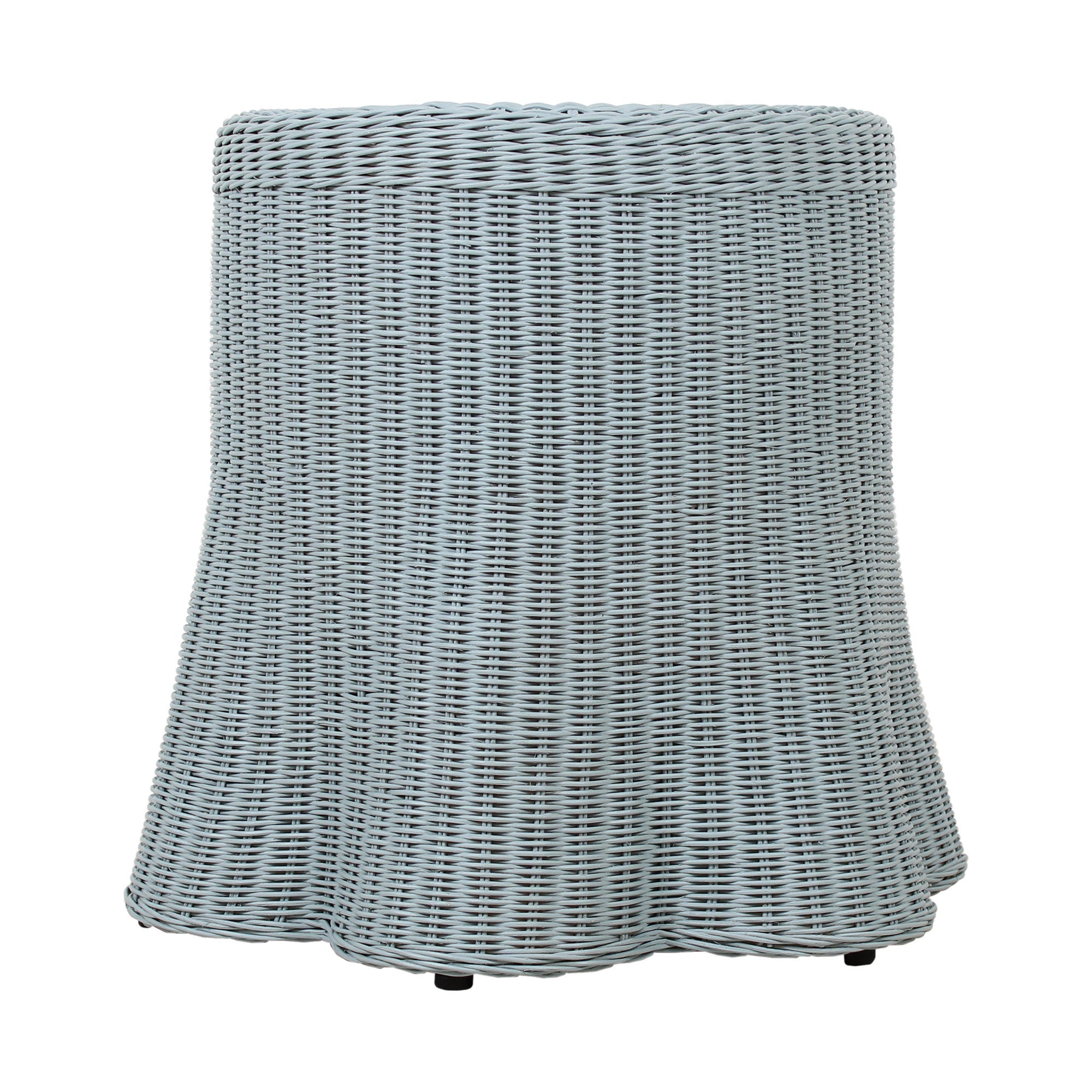 Mira Round Rattan Side Table With Scalloped Base