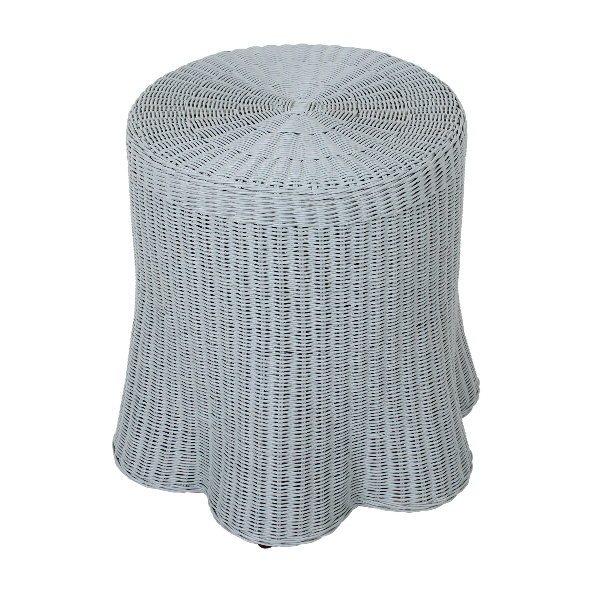 Mira Round Rattan Side Table With Scalloped Base