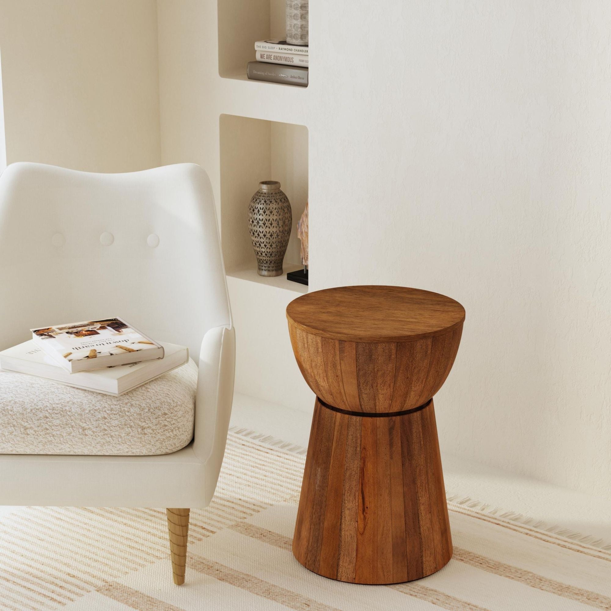 Grove Round Wood Drum Accent Table