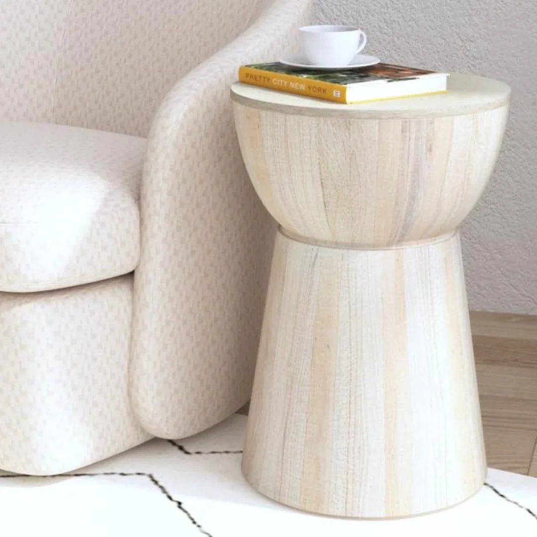 Grove Round Wood Drum Accent Table