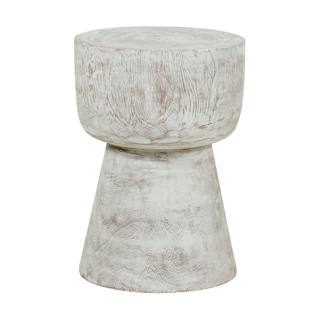 Elliana Round Solid Teak Wood Drum Accent Table