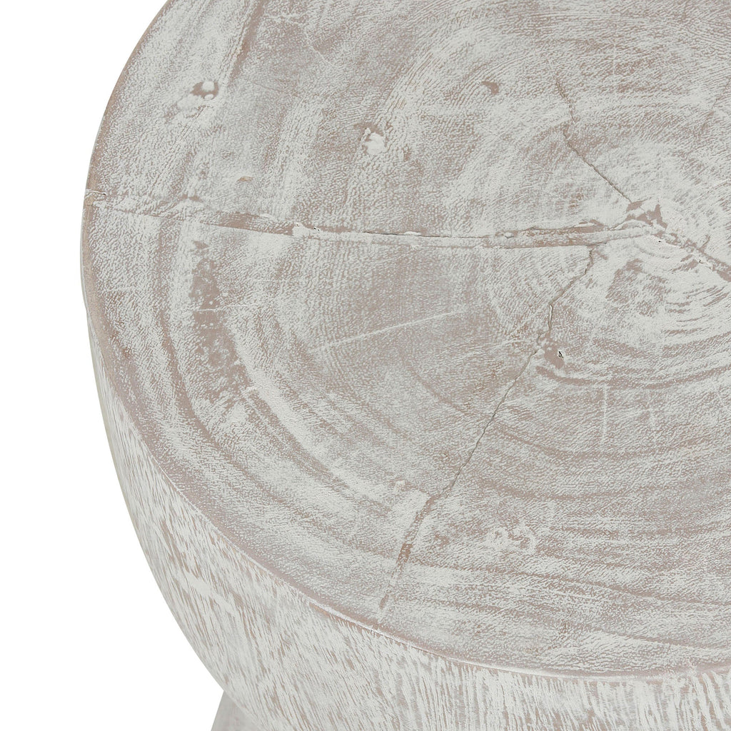 Elliana Round Solid Teak Wood Drum Accent Table