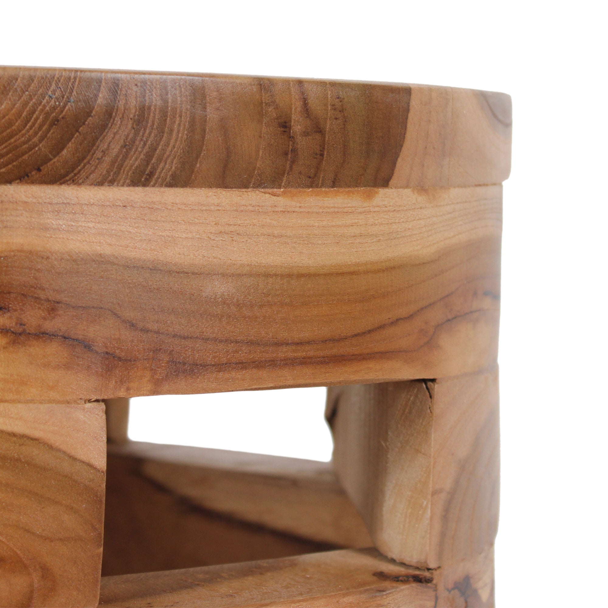 Solid Wood Open Slat Drum Side Table