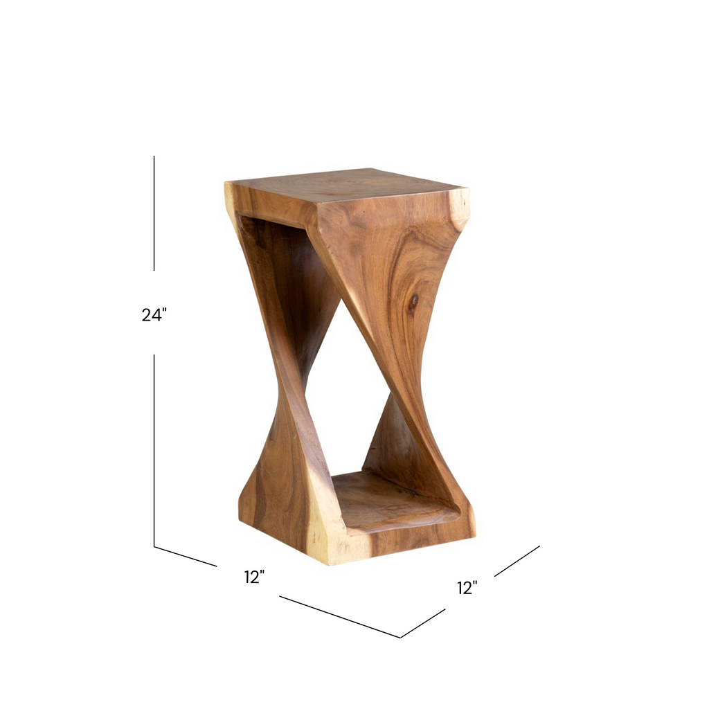Twist Solid Wood Rustic Side Table