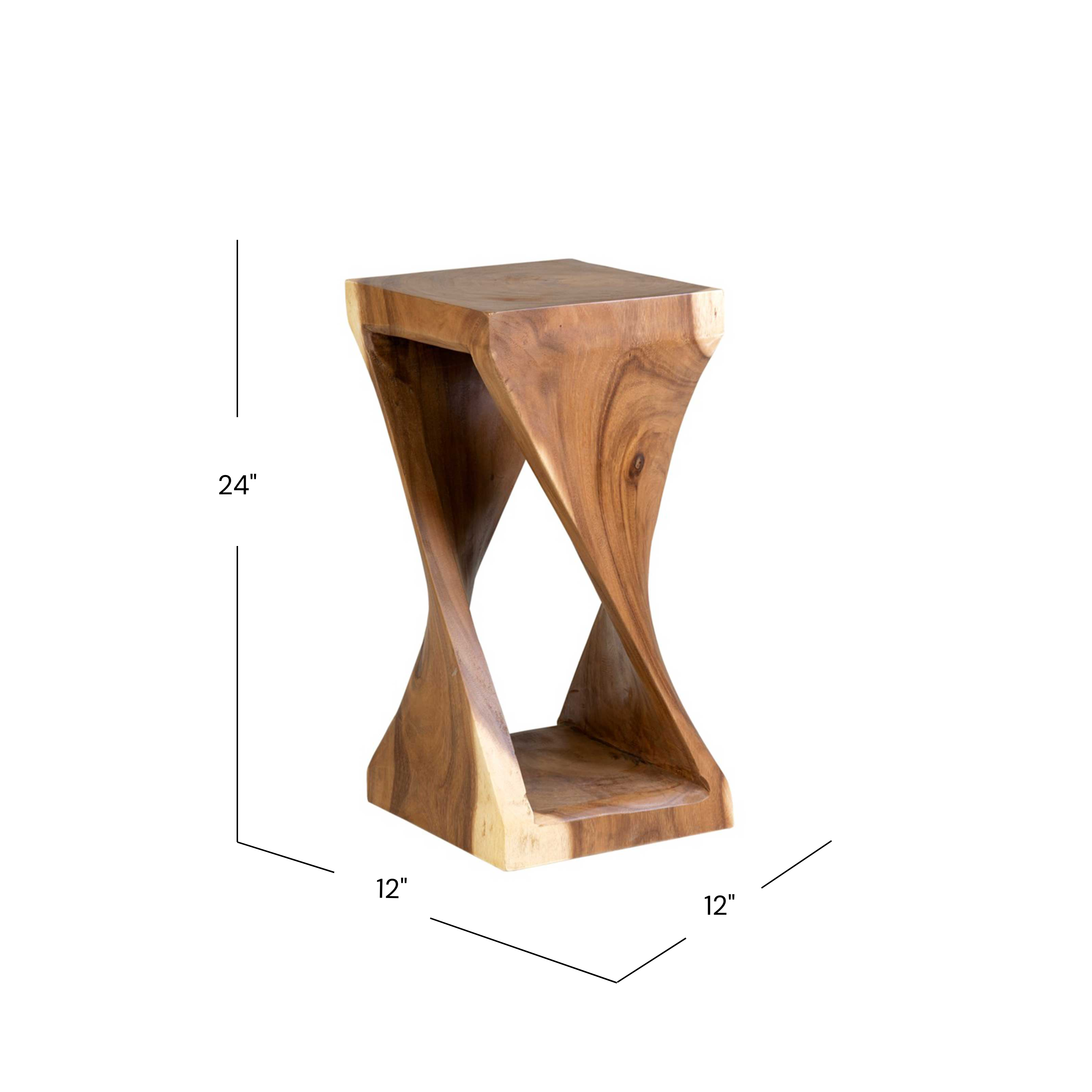 Twist Solid Wood Rustic Side Table