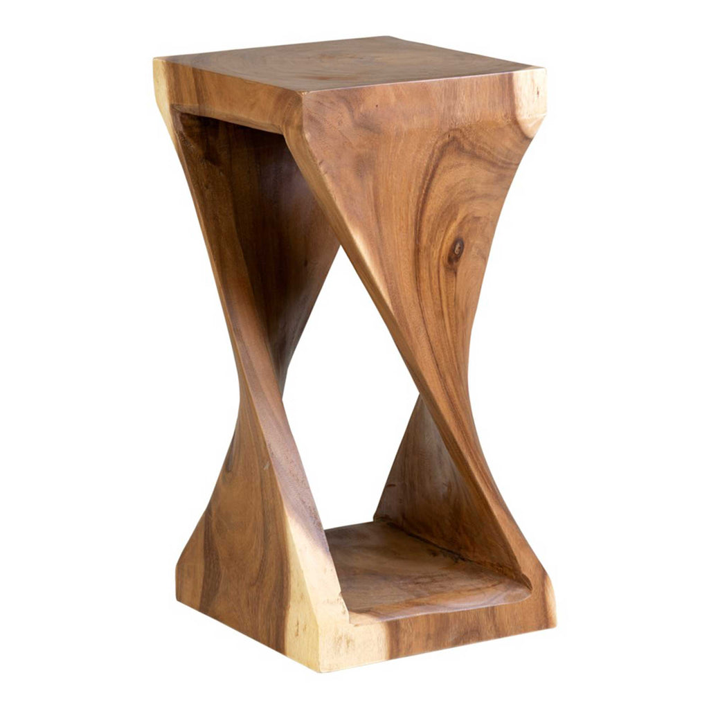 Twist Solid Wood Rustic Side Table