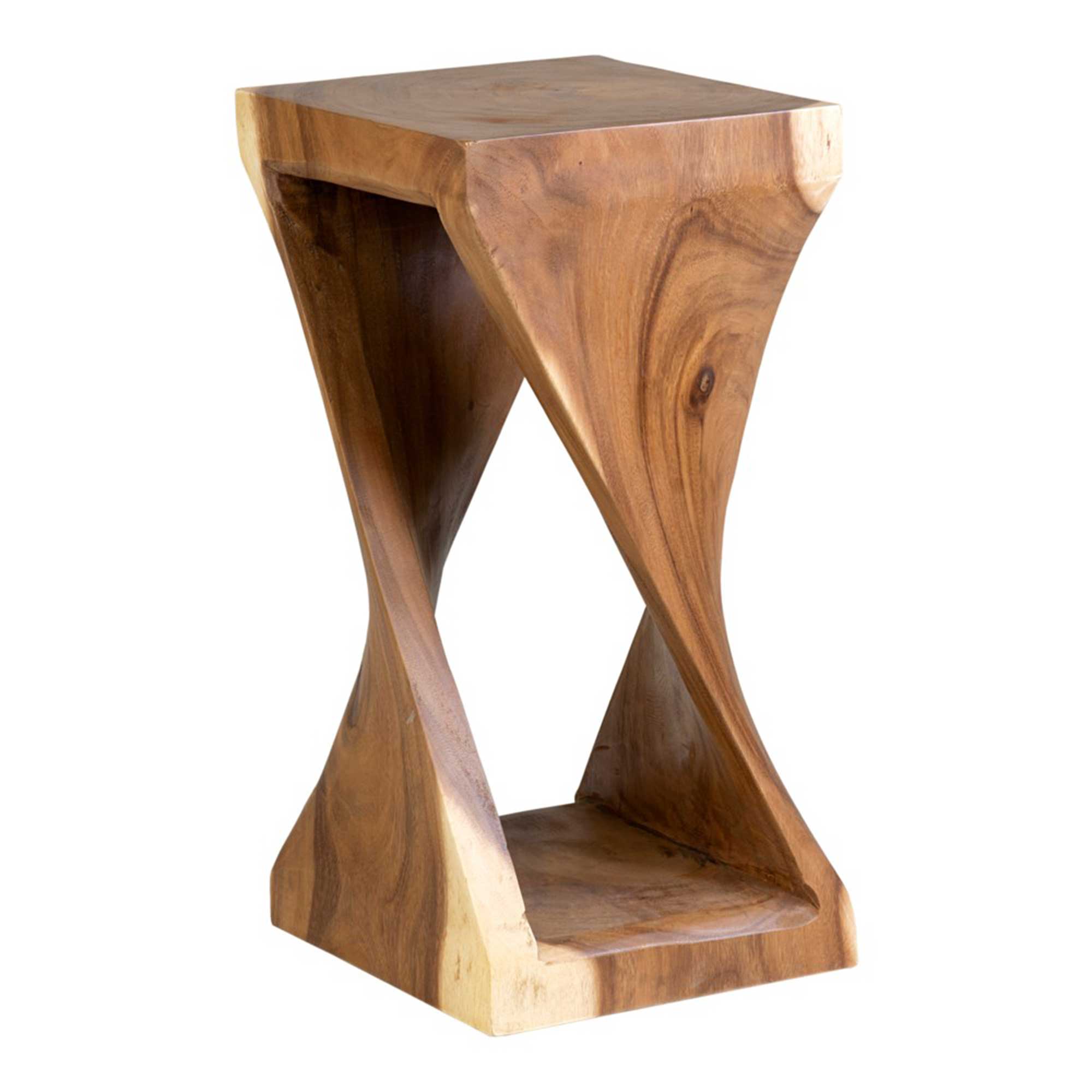 Twist Solid Wood Rustic Side Table