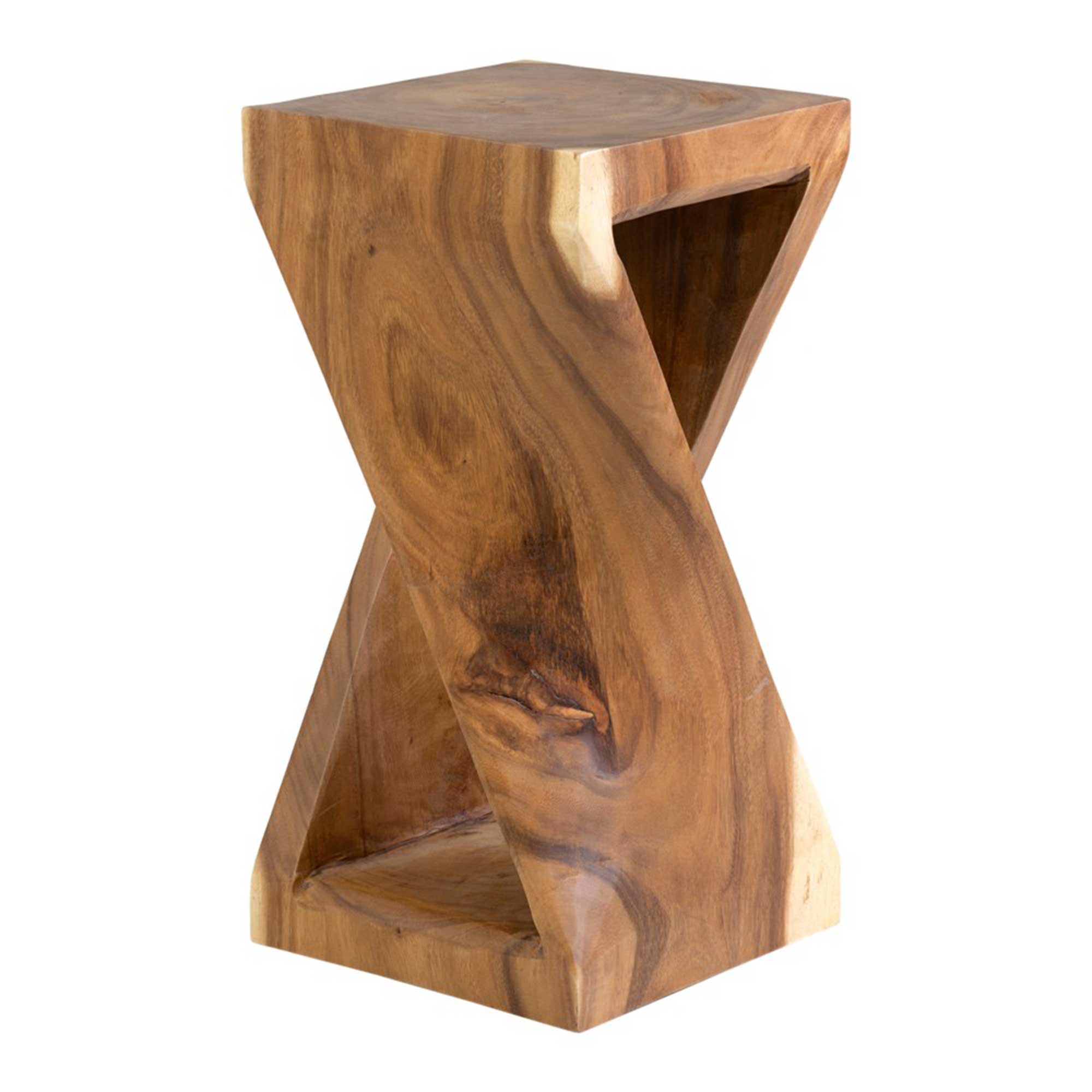 Twist Solid Wood Rustic Side Table