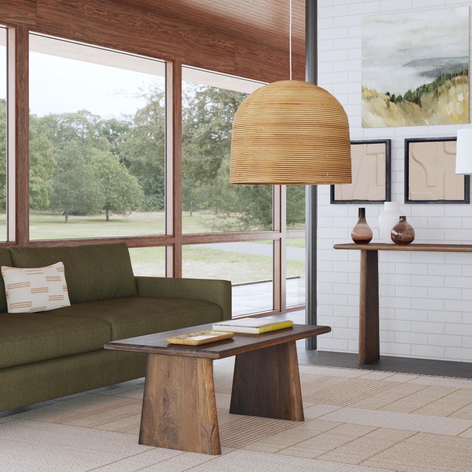 Trapezium Plank Wood Coffee Table