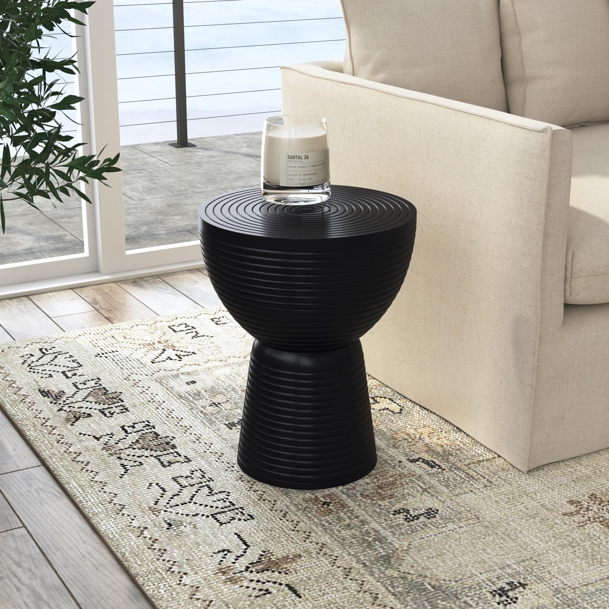 Ring Carved Solid Wood Side Table