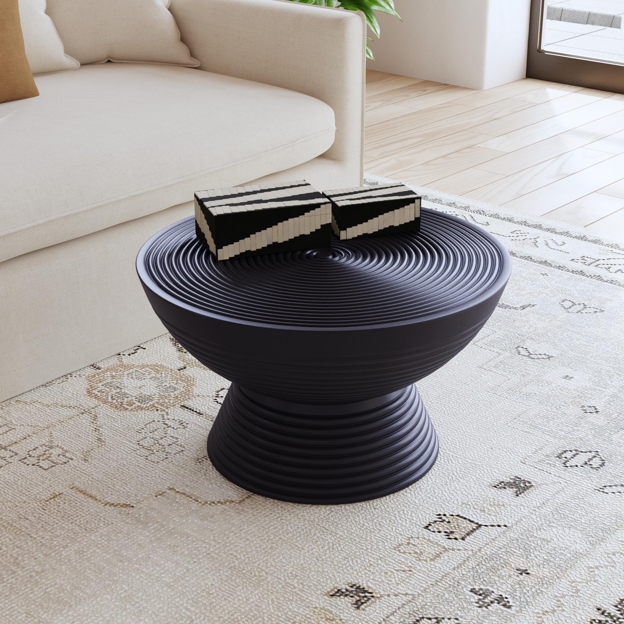Ring Carved Solid Wood Coffee Table