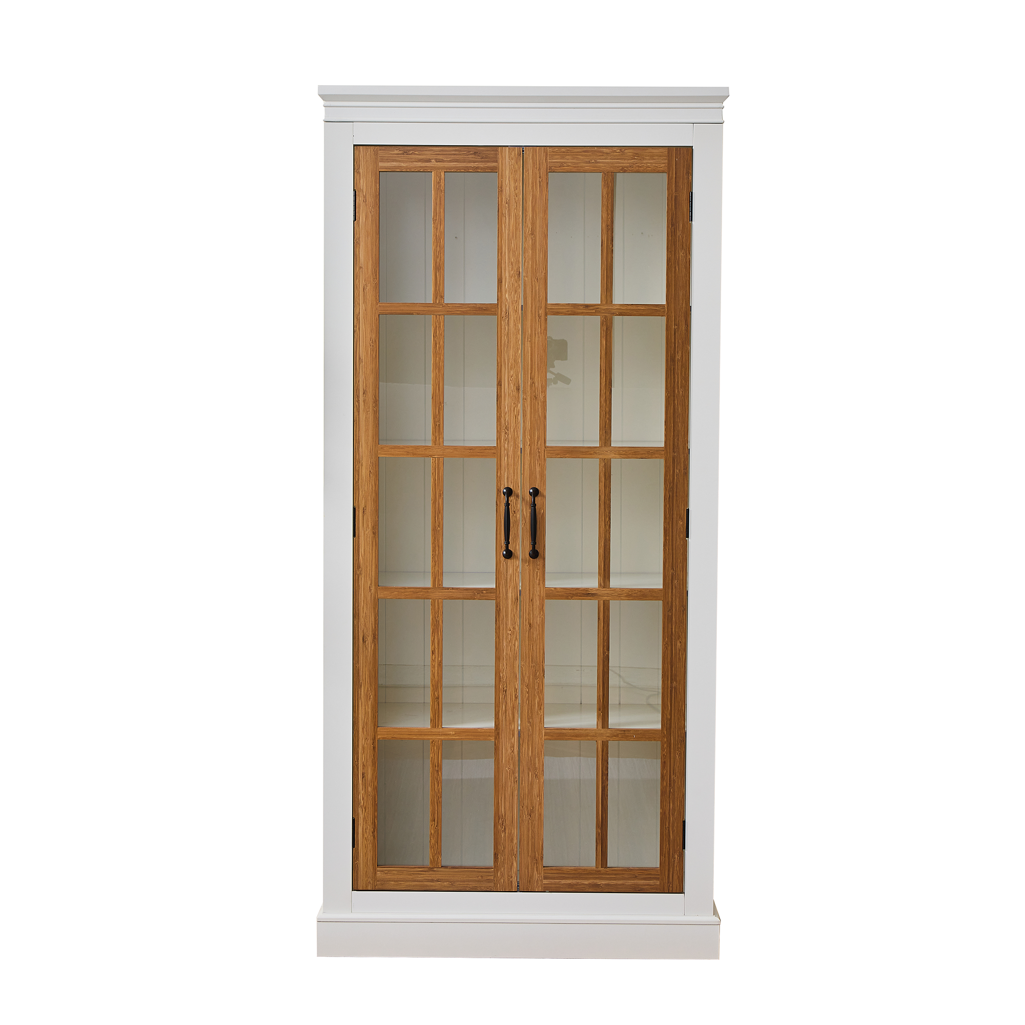 Rustic Style Display Cabinet with Glass Doors