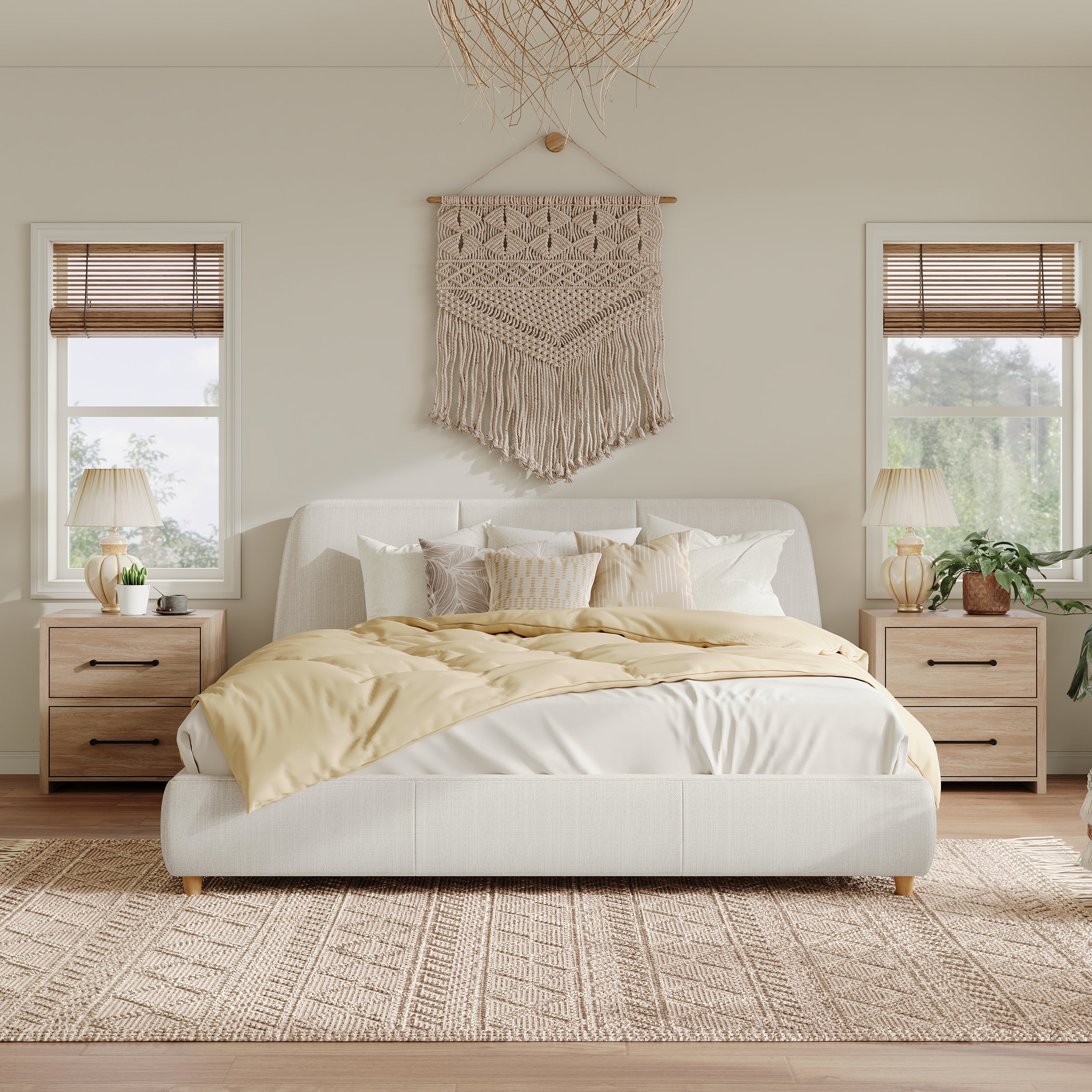 Modern Linen Upholstered Bed