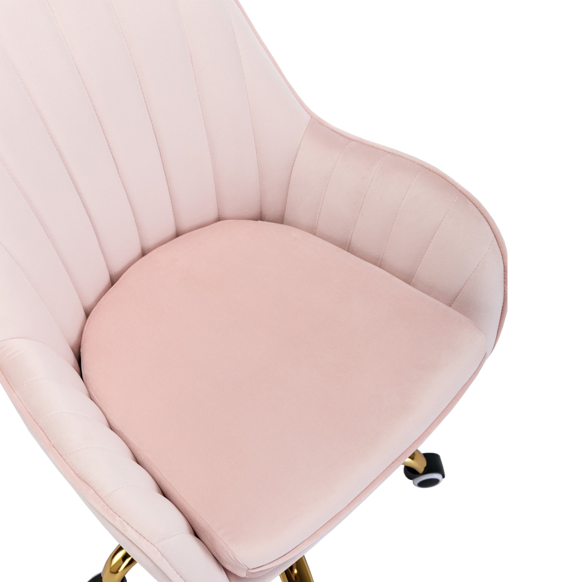 Velvet Home Office Chair with Wheels and Gold Metal Base