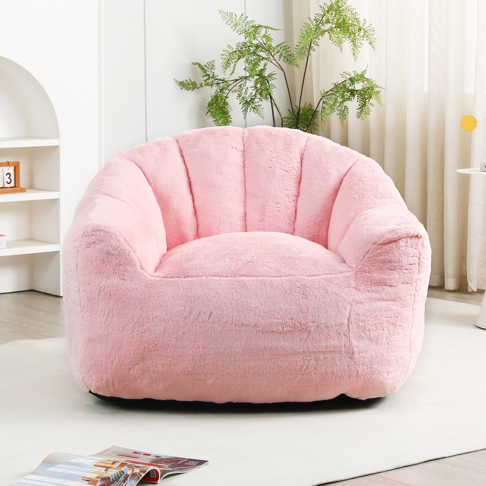Beanbag Sofa Chair with Armrests Stuffed with High-Density Foam