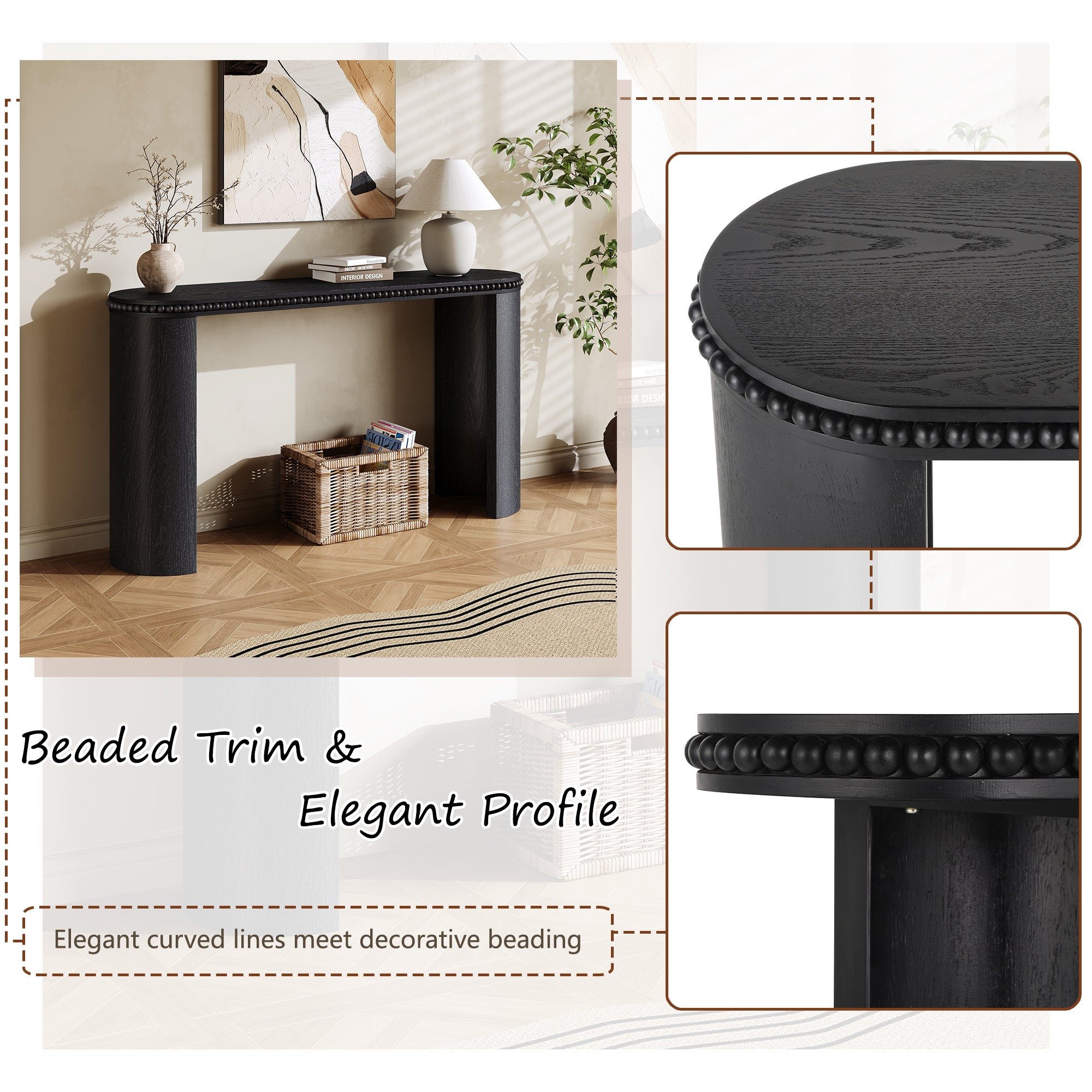 Beaded Trim Console Table