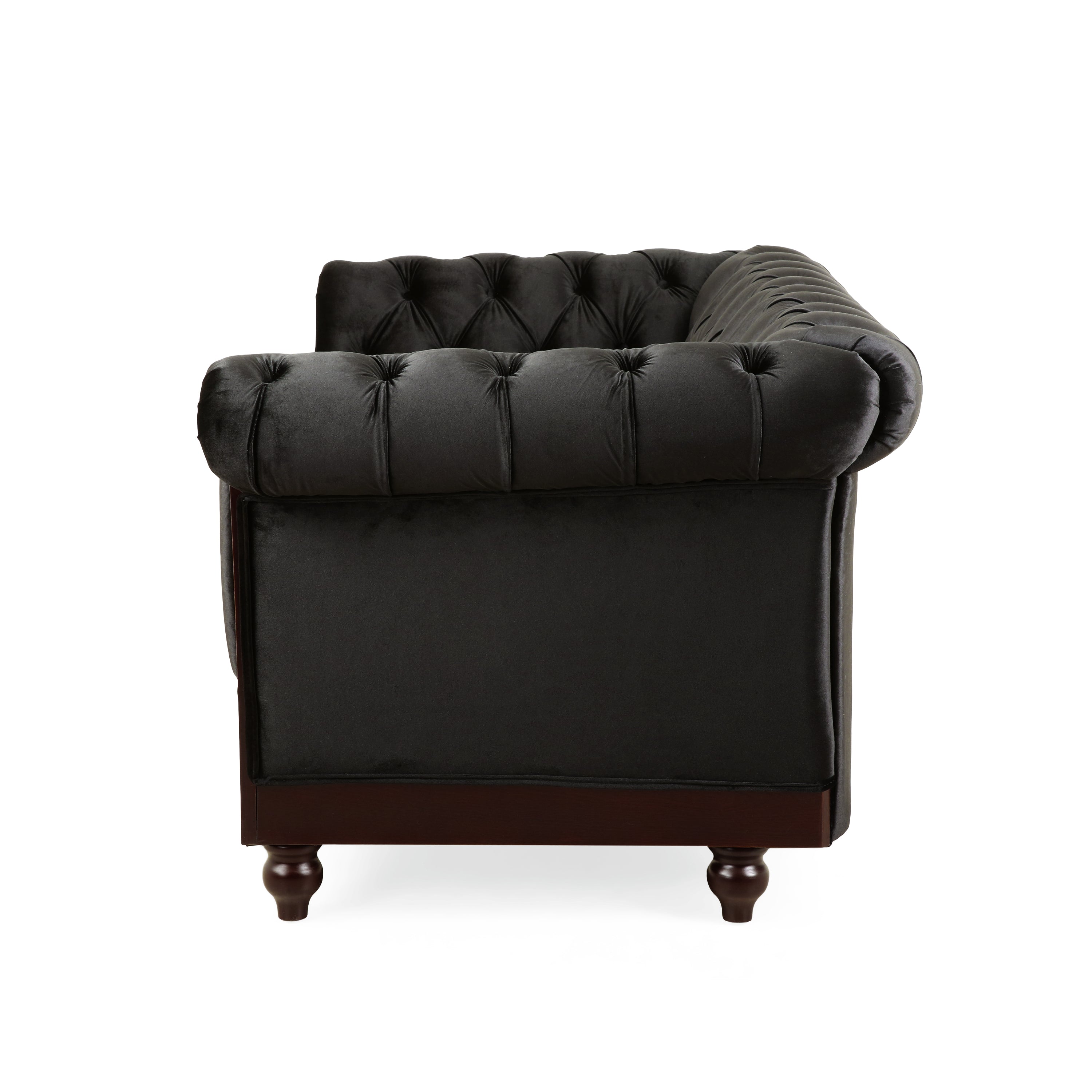 Velvet Rolled Arm Chesterfield Loveseat