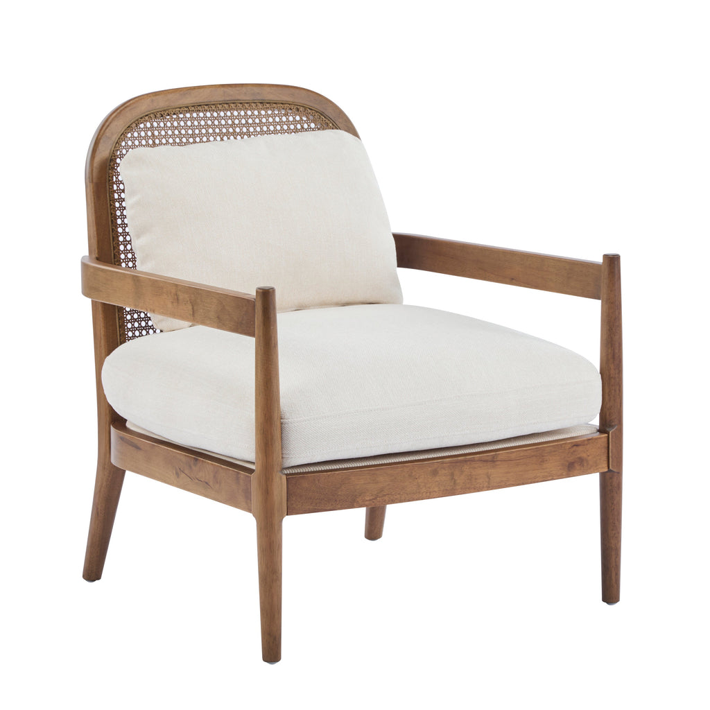 Elliston Rattan Backrest Solid Wood Accent Chair with Cushions, Set of 2