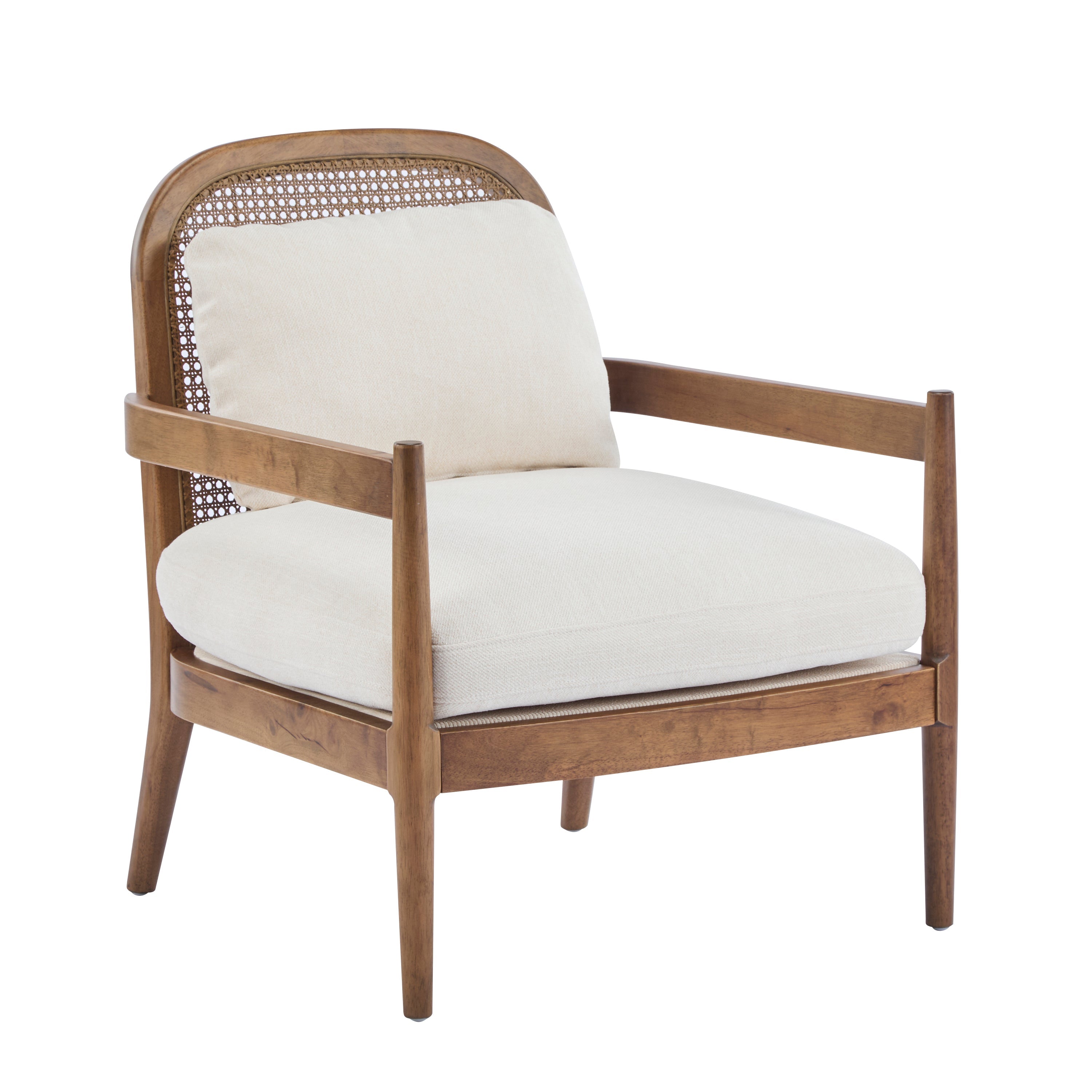 Elliston Rattan Backrest Solid Wood Accent Chair with Cushions, Set of 2