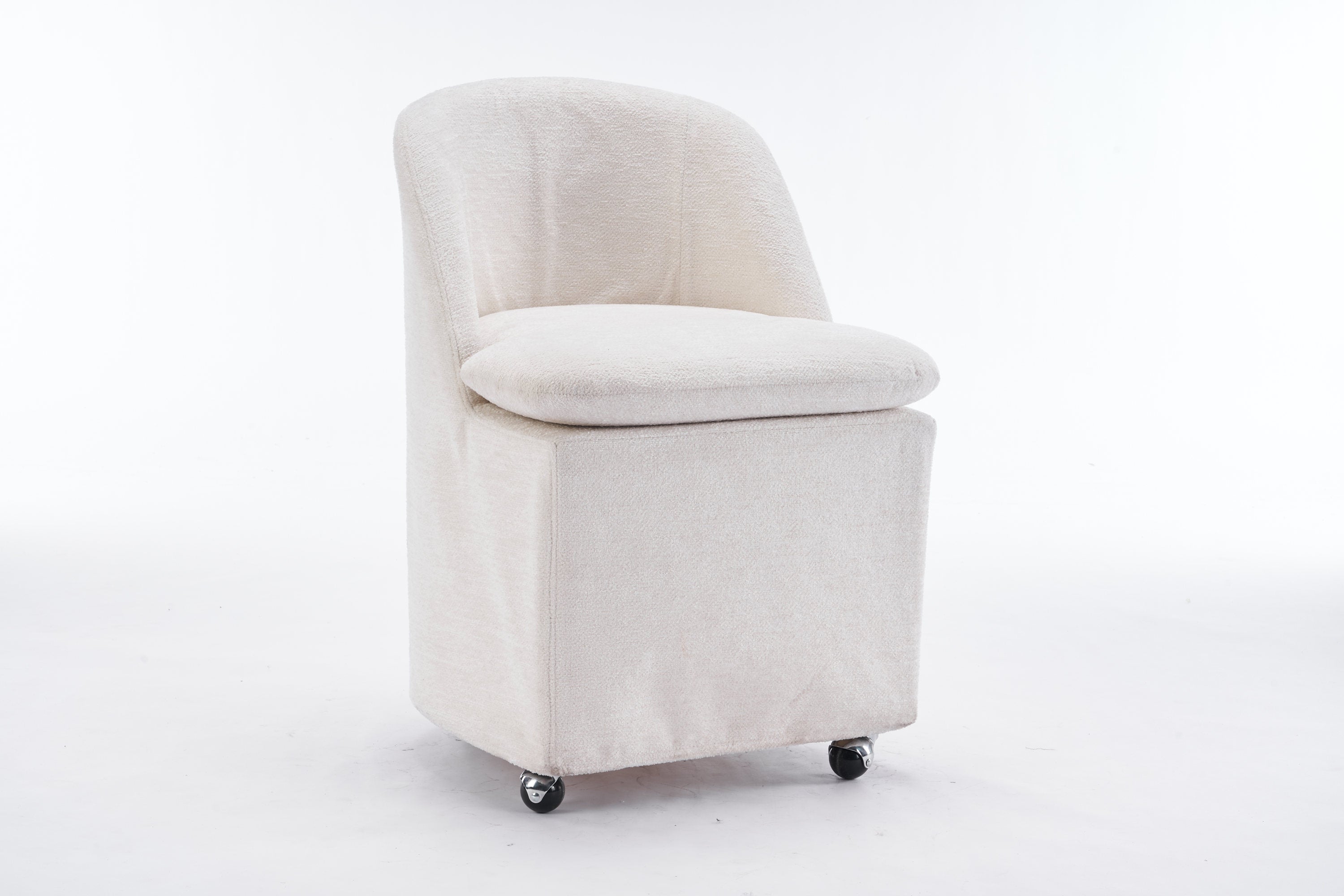 Greymont Chenille Upholstered Armless Dining Chairs With Wheels, Set of 2
