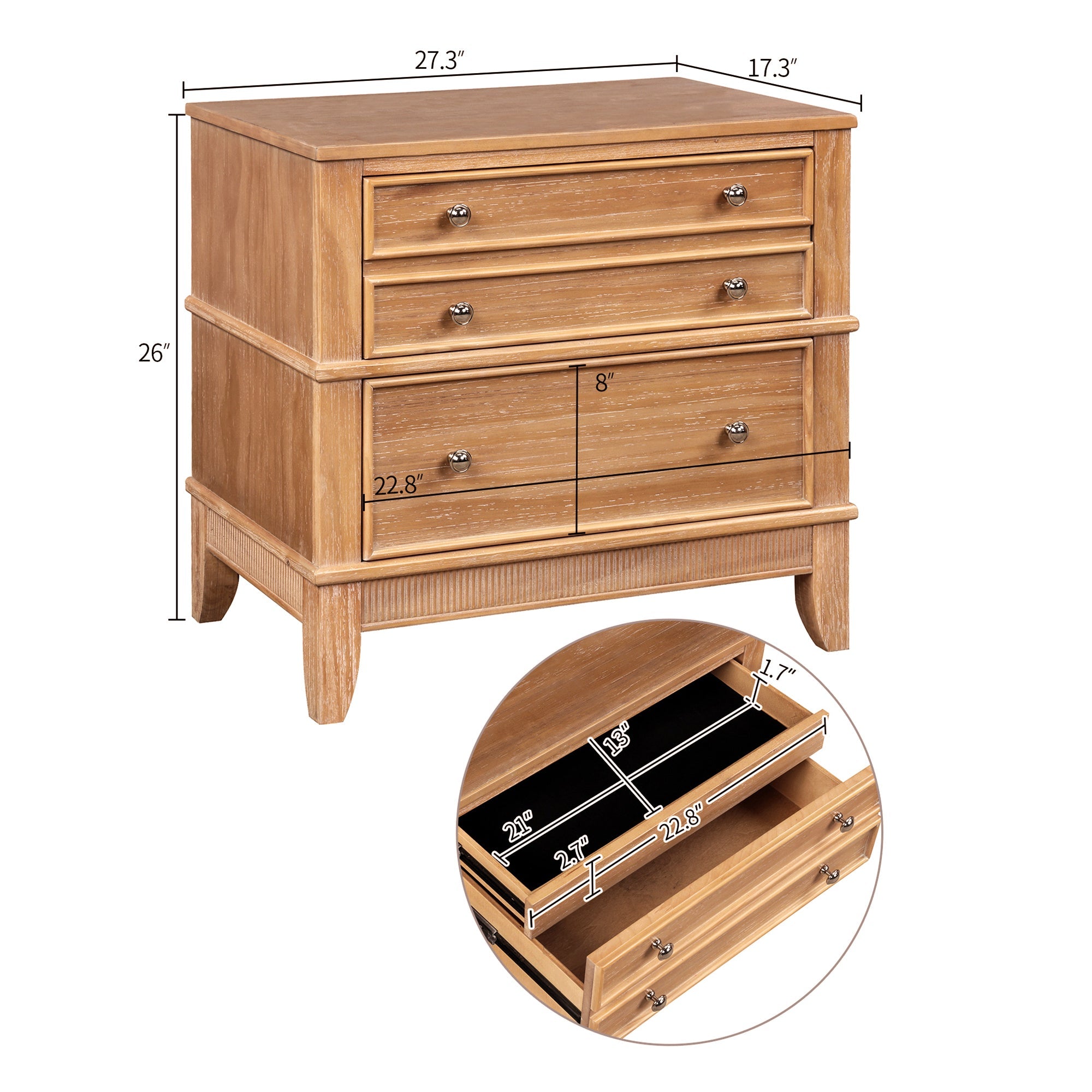 Hazel 3-Drawer Side Table, Set of 2
