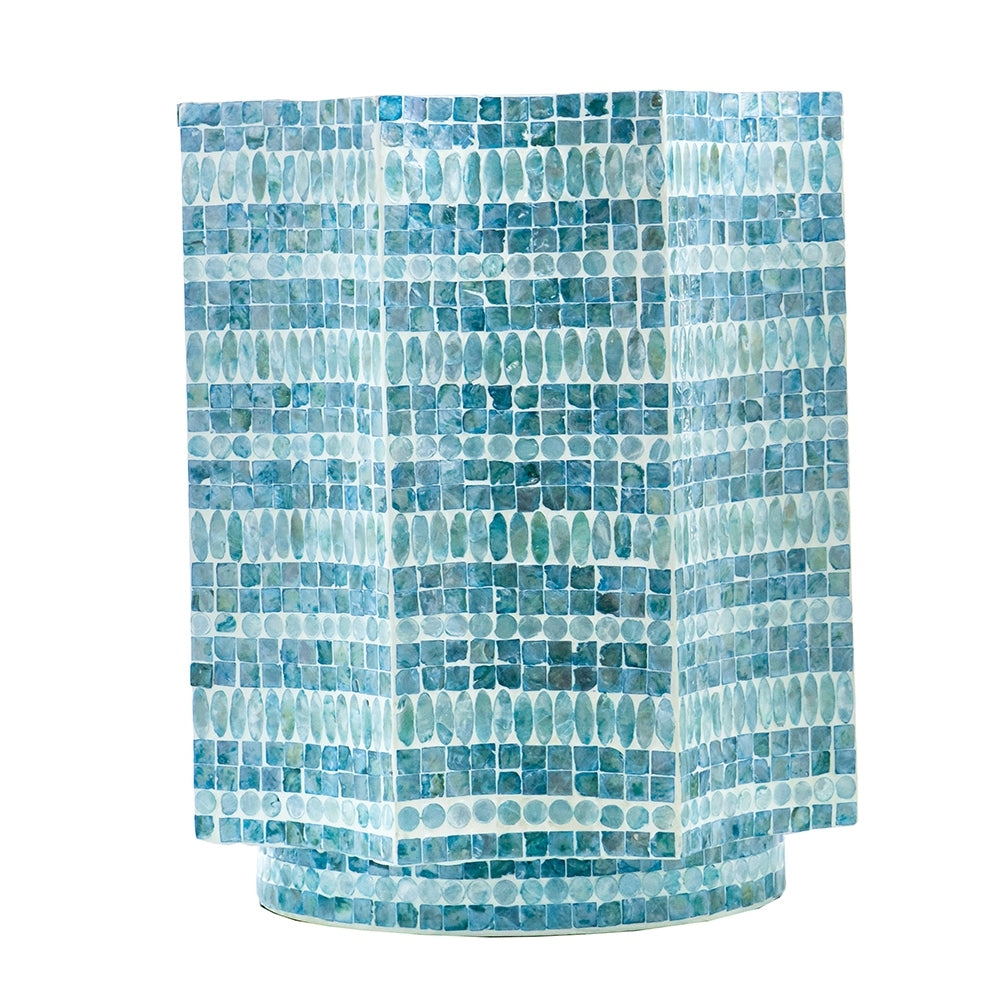 Blue Scalloped Capiz Side Table
