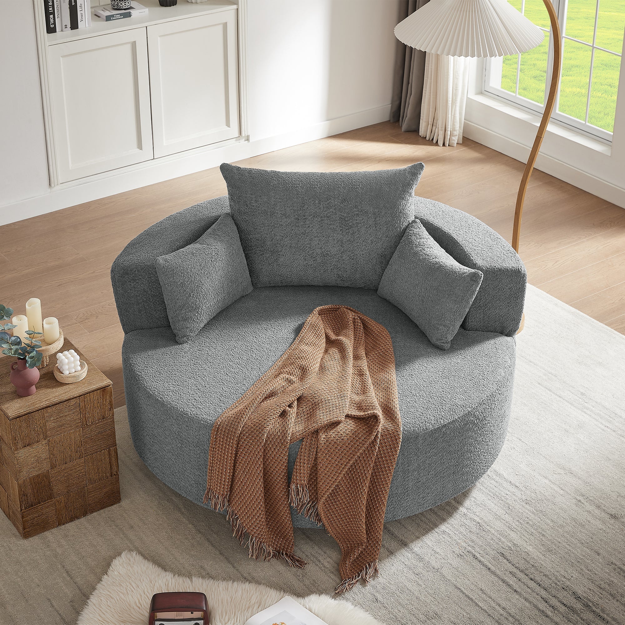 Crossley Oversized Swivel Barrel Accent Chair