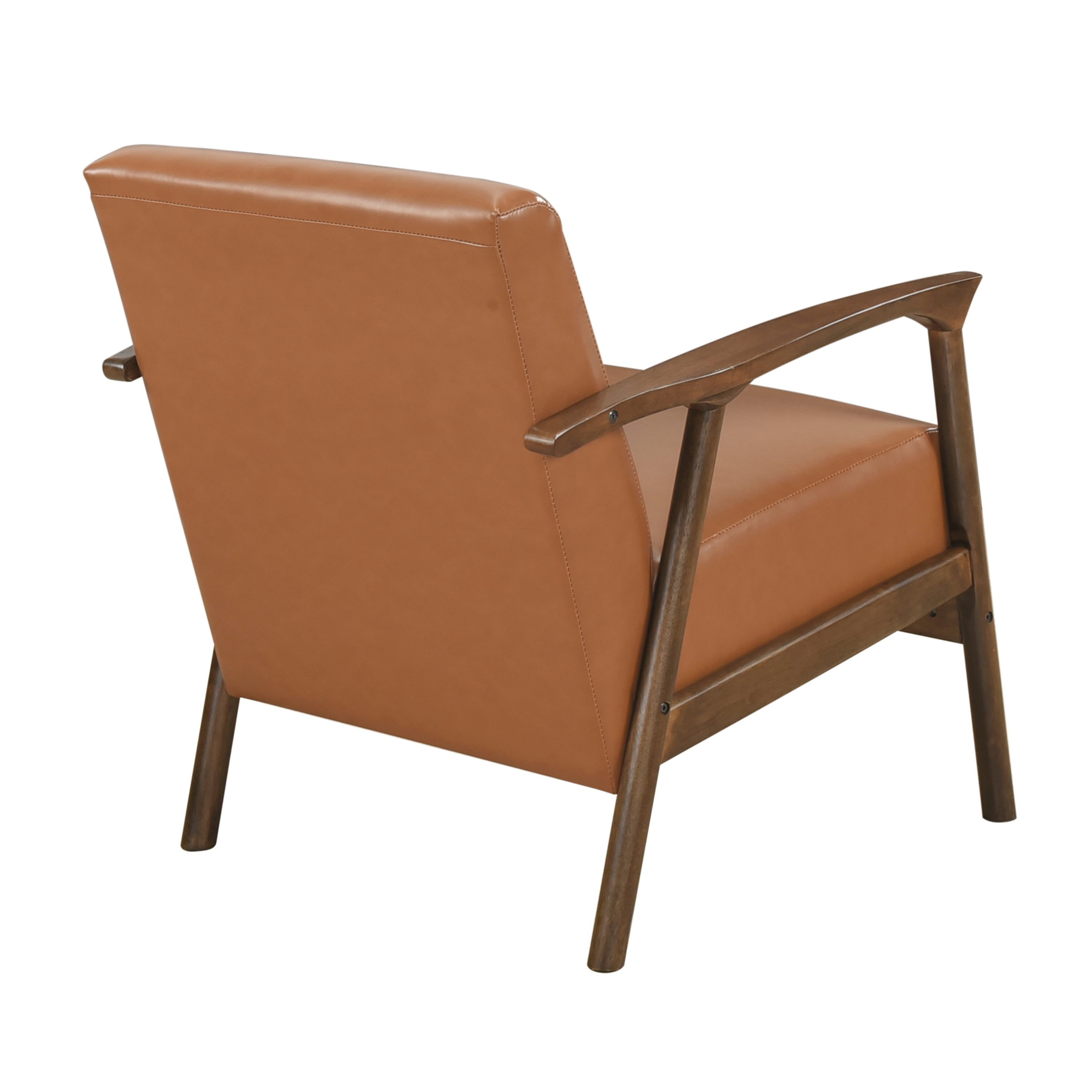 Brown Faux Leather Upholstered Accent Chair